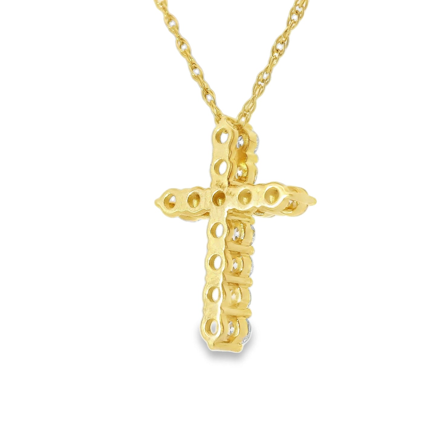 1/2 Carat Lab 14K Gold  Diamond Sparkling Cross Pendant Necklace