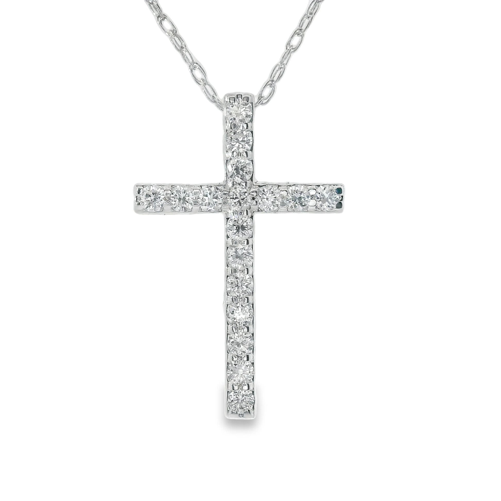 1/4 Carat Lab 14K Gold  Diamond Sparkling Cross Pendant Necklace