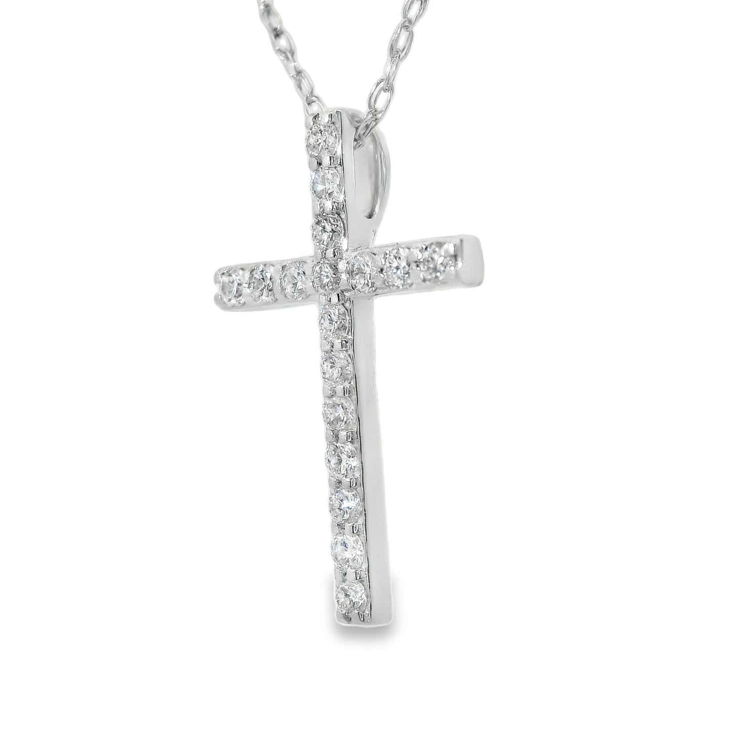1/4 Carat Lab 14K Gold  Diamond Sparkling Cross Pendant Necklace