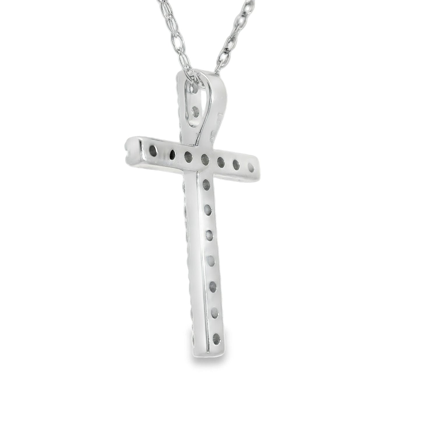 1/4 Carat Lab 14K Gold  Diamond Sparkling Cross Pendant Necklace