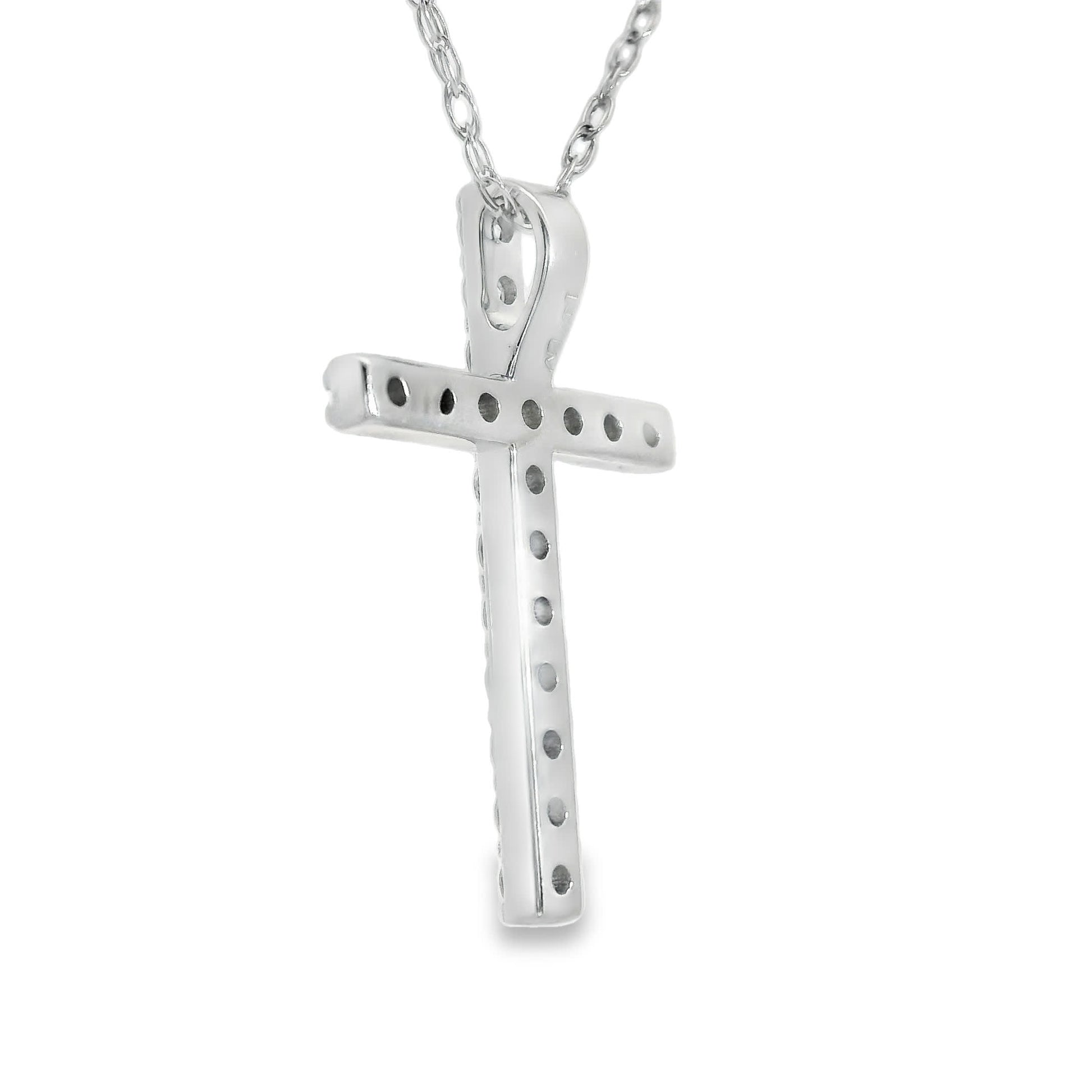 1/4 Carat Lab 14K Gold  Diamond Sparkling Cross Pendant Necklace