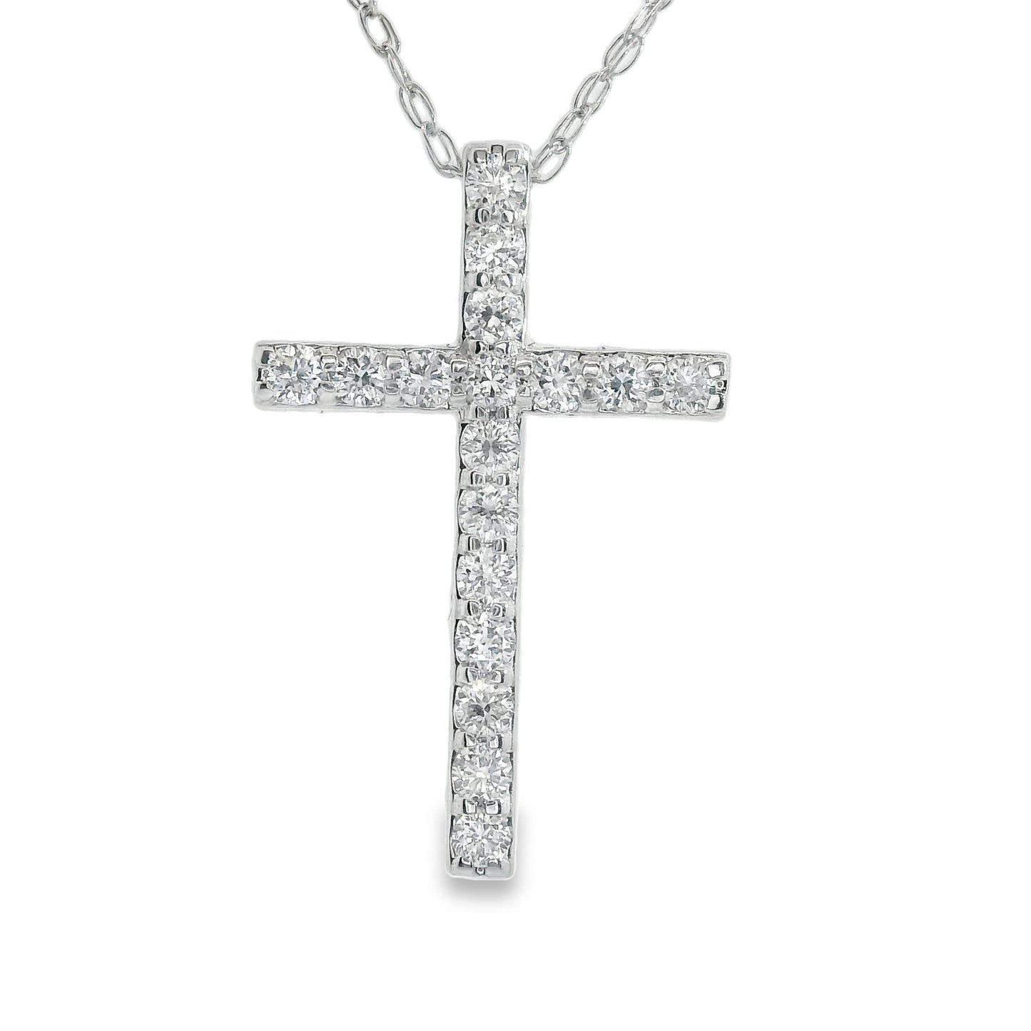 1/4 Carat Lab 14K Gold  Diamond Sparkling Cross Pendant Necklace