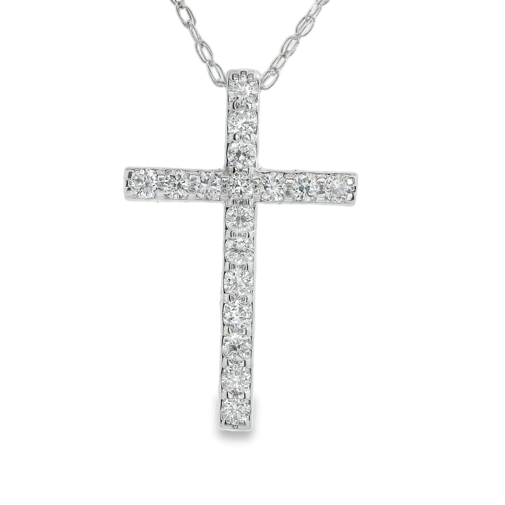 1/4 Carat Lab 14K Gold  Diamond Sparkling Cross Pendant Necklace