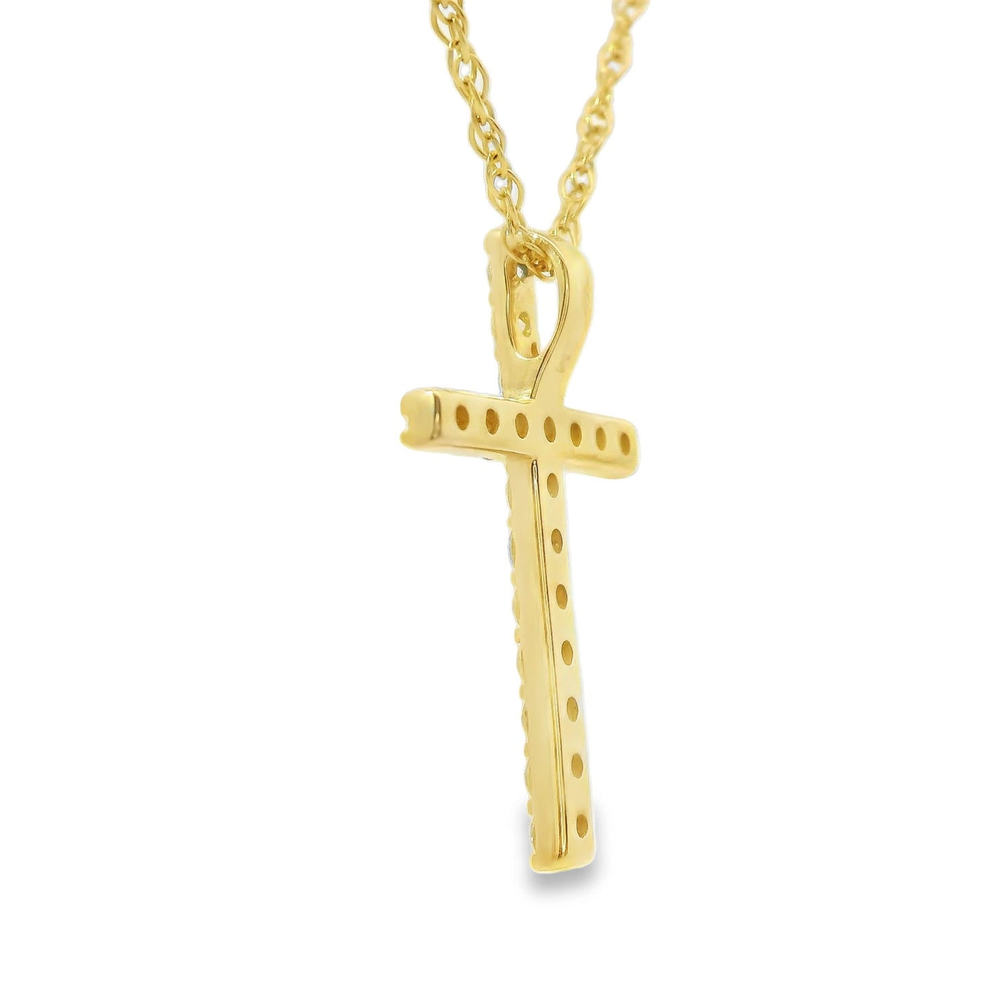 1/4 Carat Lab 14K Gold  Diamond Sparkling Cross Pendant Necklace