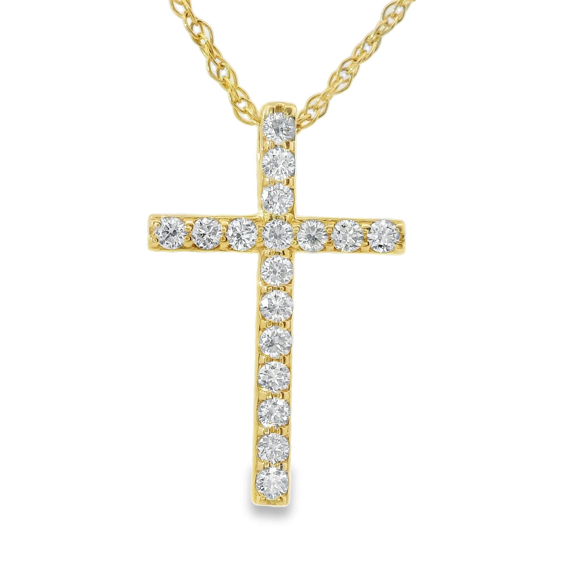 1/4 Carat Lab 14K Gold  Diamond Sparkling Cross Pendant Necklace