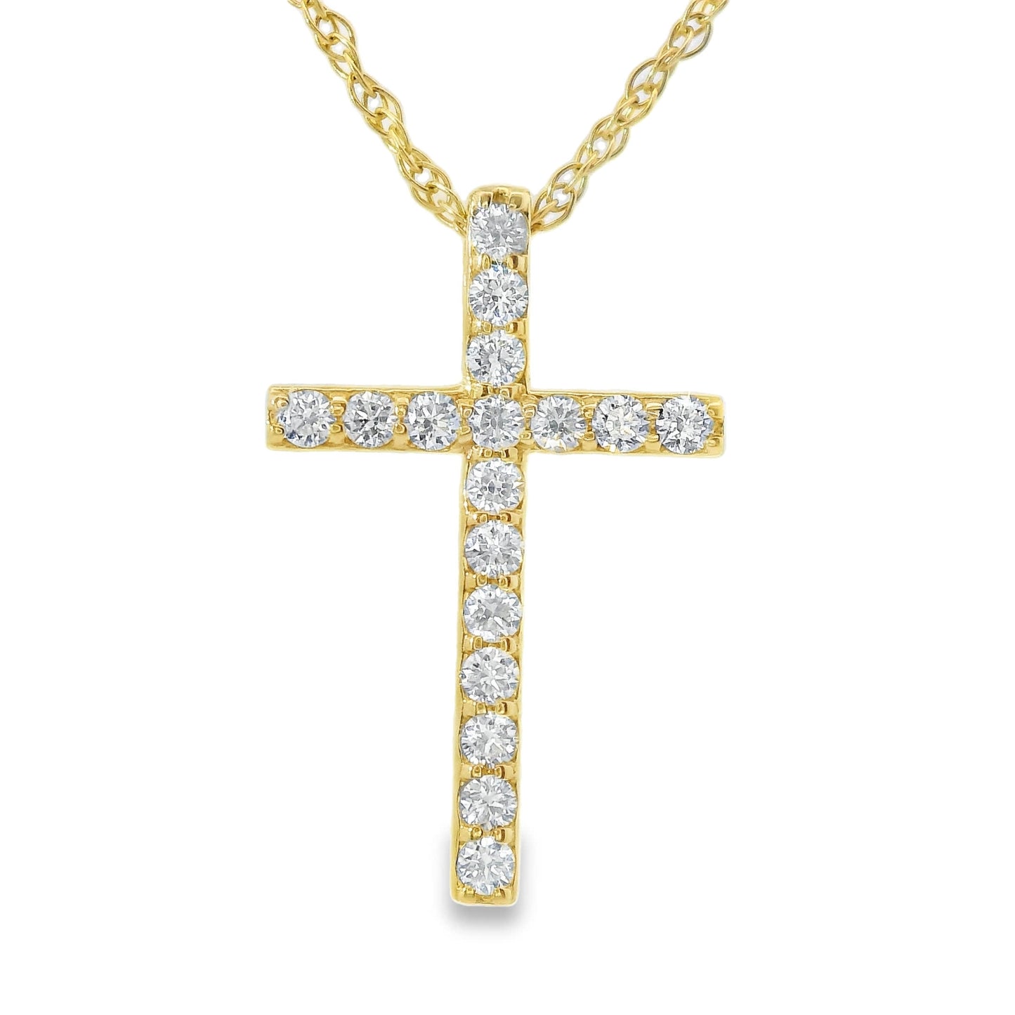1/4 Carat Lab 14K Gold  Diamond Sparkling Cross Pendant Necklace