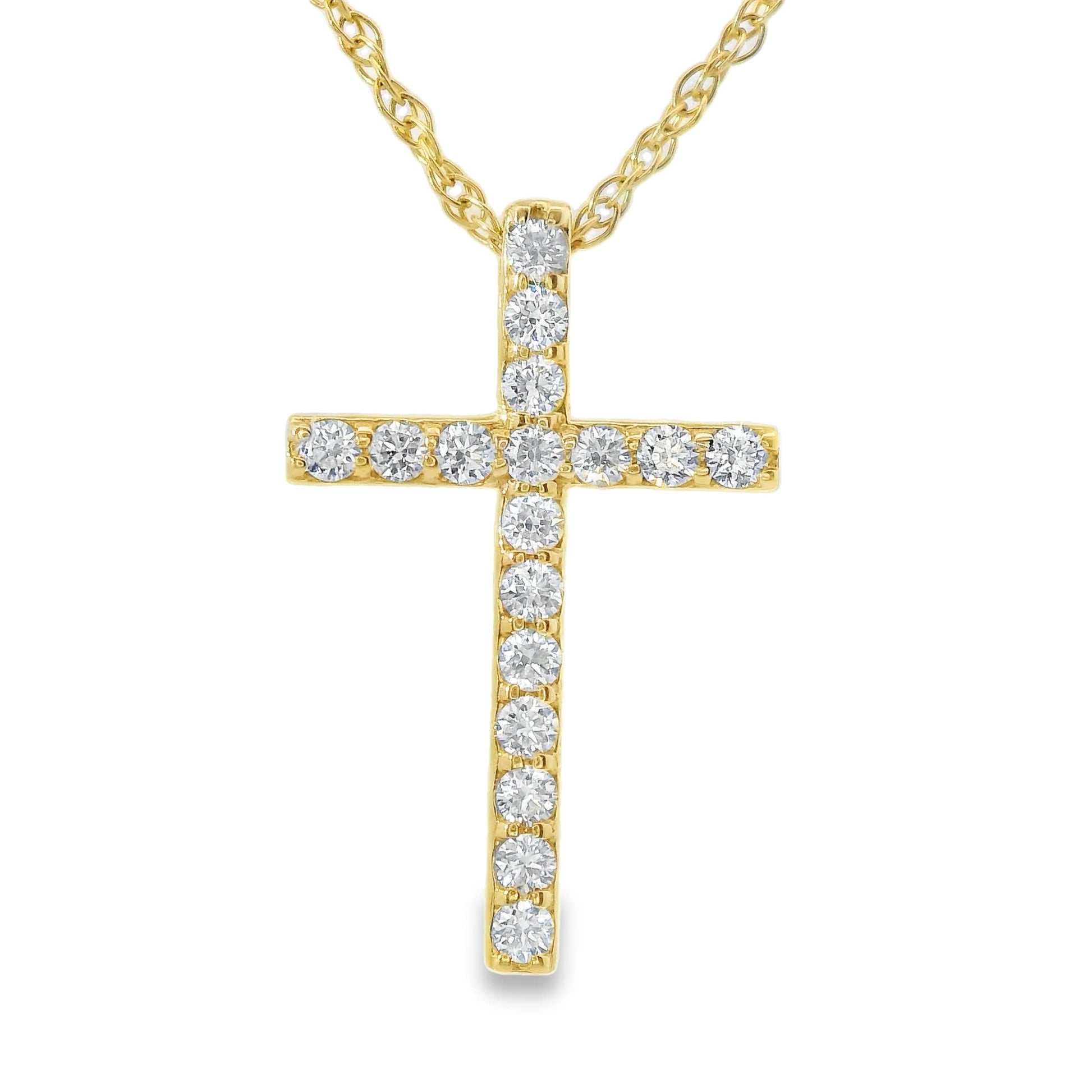1/4 Carat Lab 14K Gold  Diamond Sparkling Cross Pendant Necklace