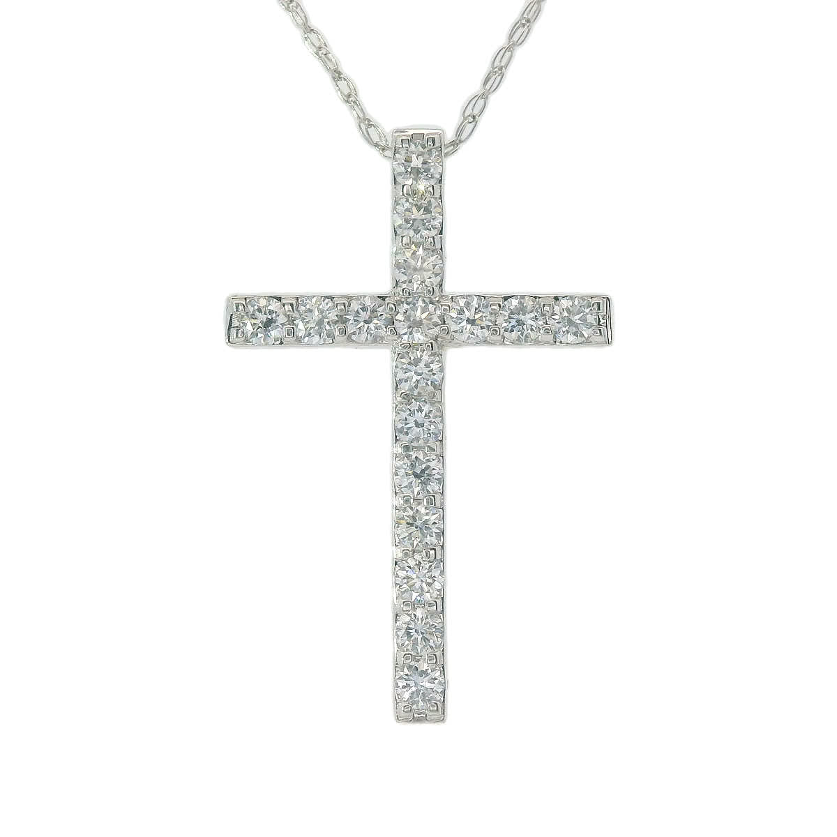 1/2 Carat Lab 14K Gold  Diamond Cross Pendant Necklace