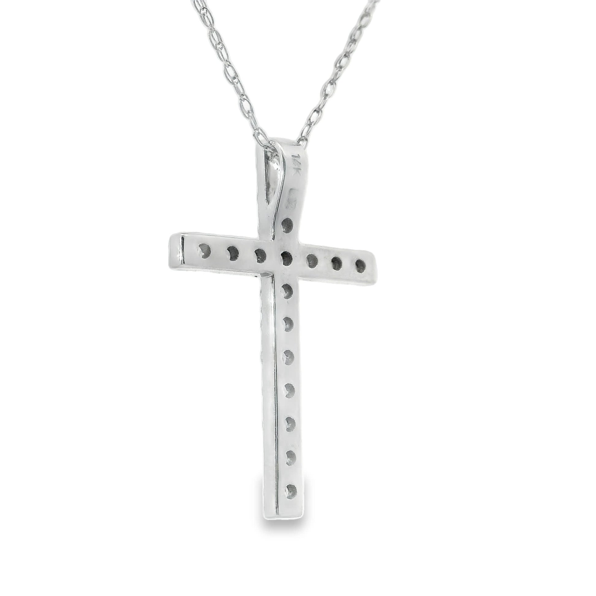 1/2 Carat Lab 14K Gold  Diamond Cross Pendant Necklace