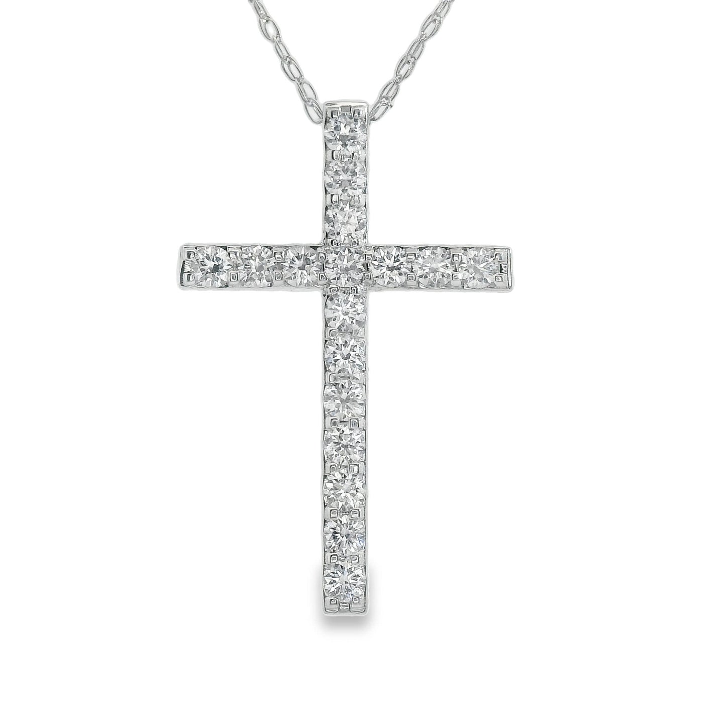 1/2 Carat Lab 14K Gold  Diamond Cross Pendant Necklace