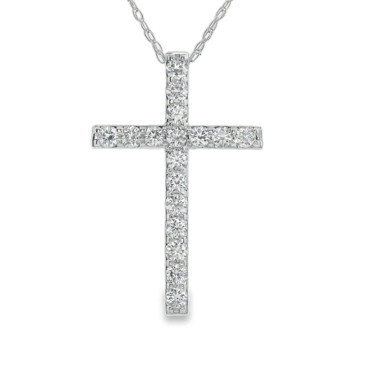 1/2 Carat Lab 14K Gold  Diamond Cross Pendant Necklace