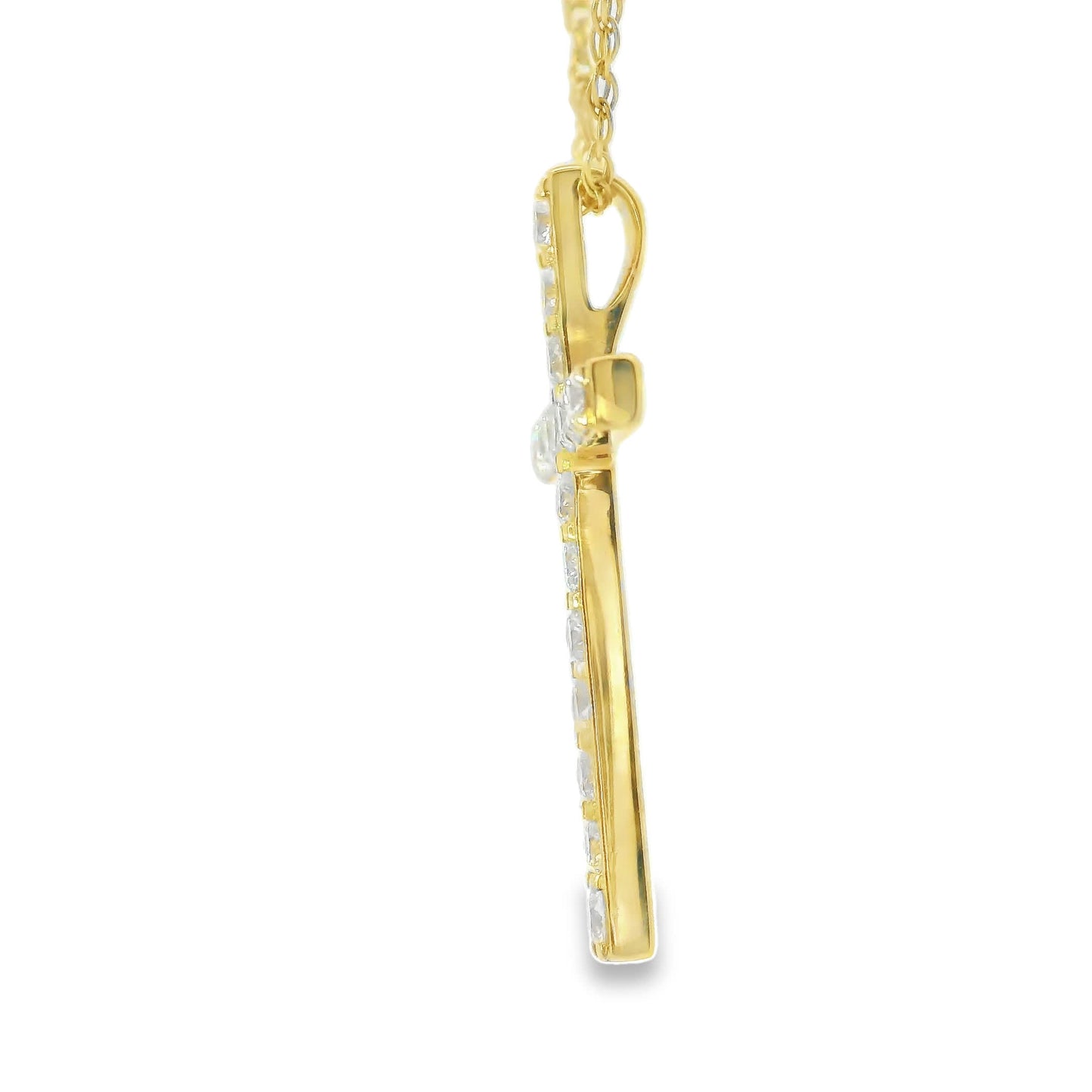 1/2 Carat Lab 14K Gold  Diamond Cross Pendant Necklace