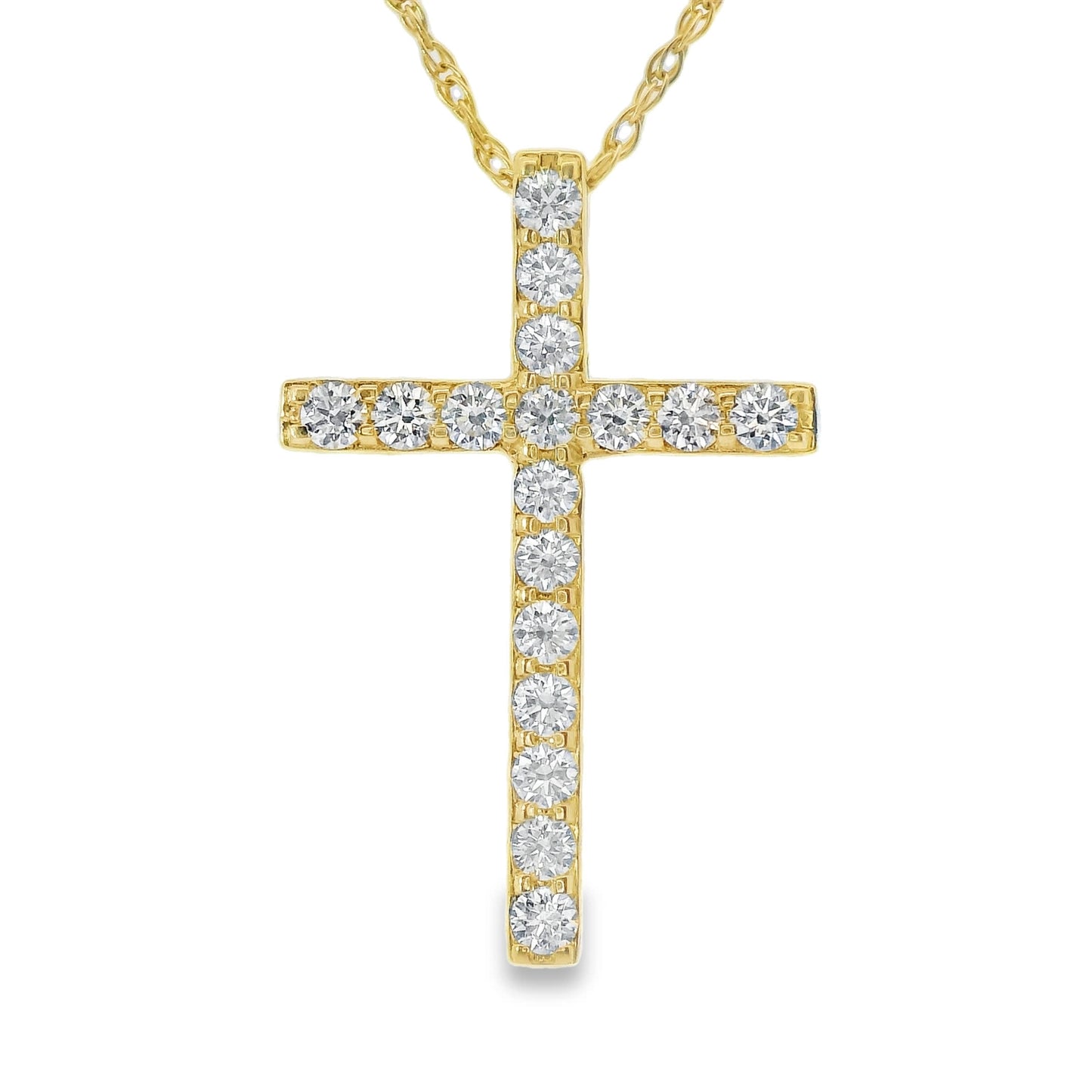 1/2 Carat Lab 14K Gold  Diamond Cross Pendant Necklace