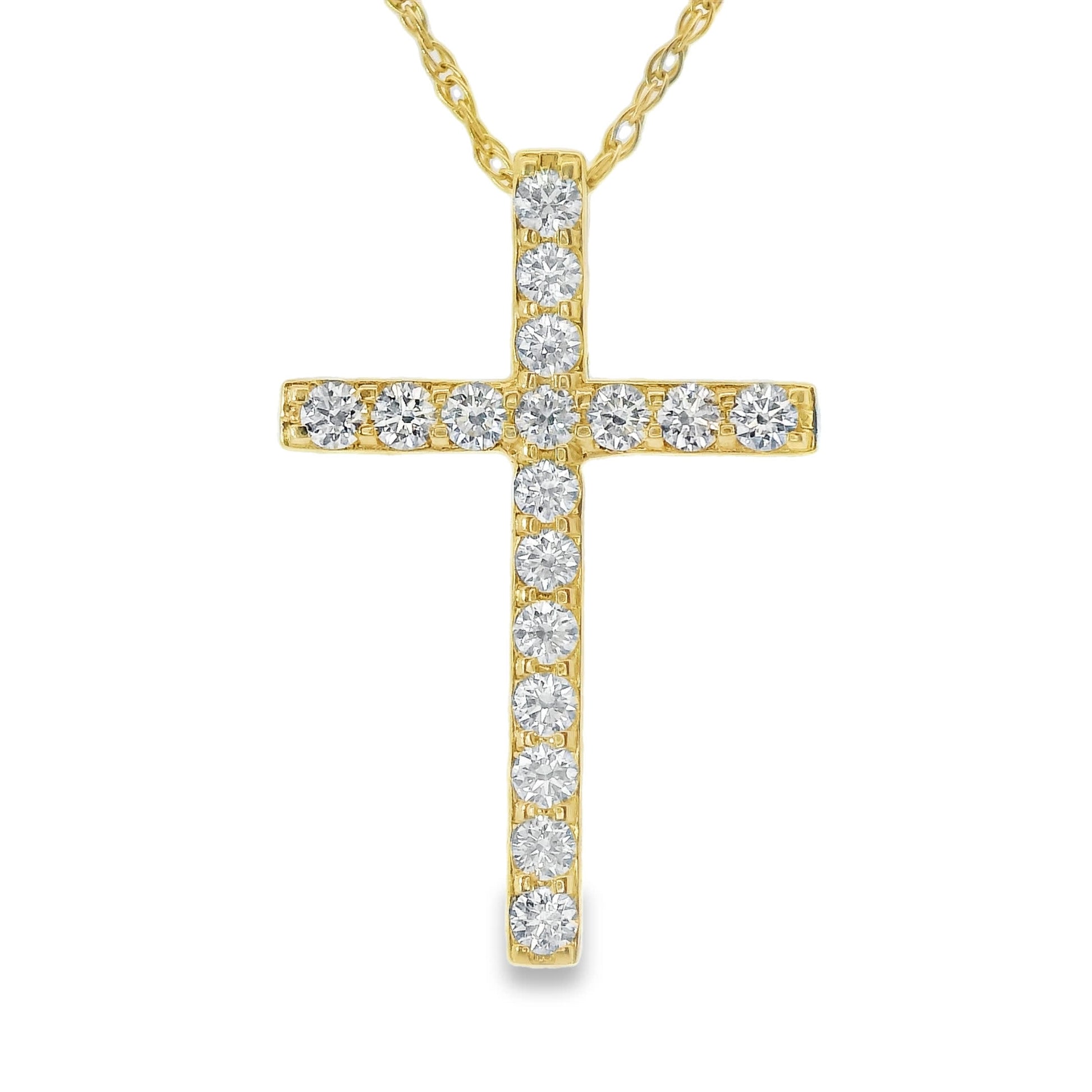 1/2 Carat Lab 14K Gold  Diamond Cross Pendant Necklace