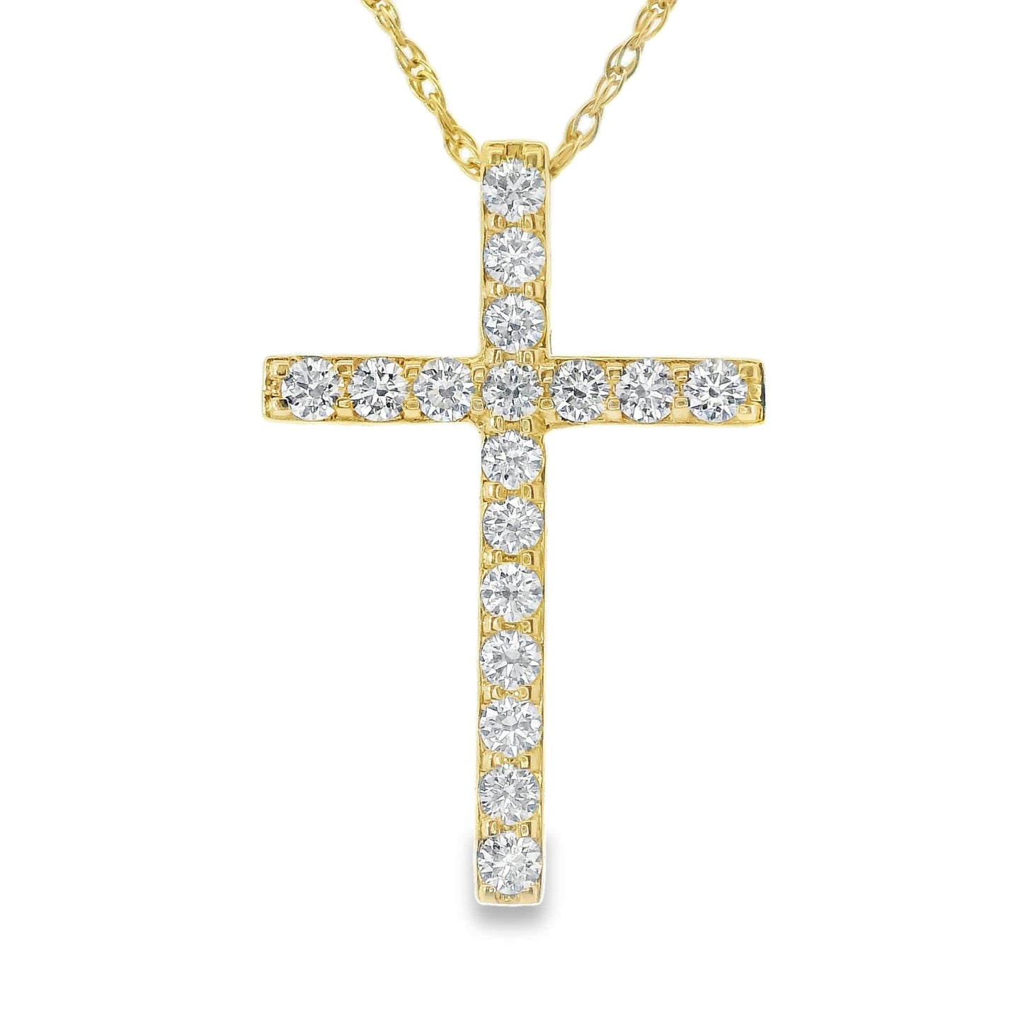 1/2 Carat Lab 14K Gold  Diamond Cross Pendant Necklace