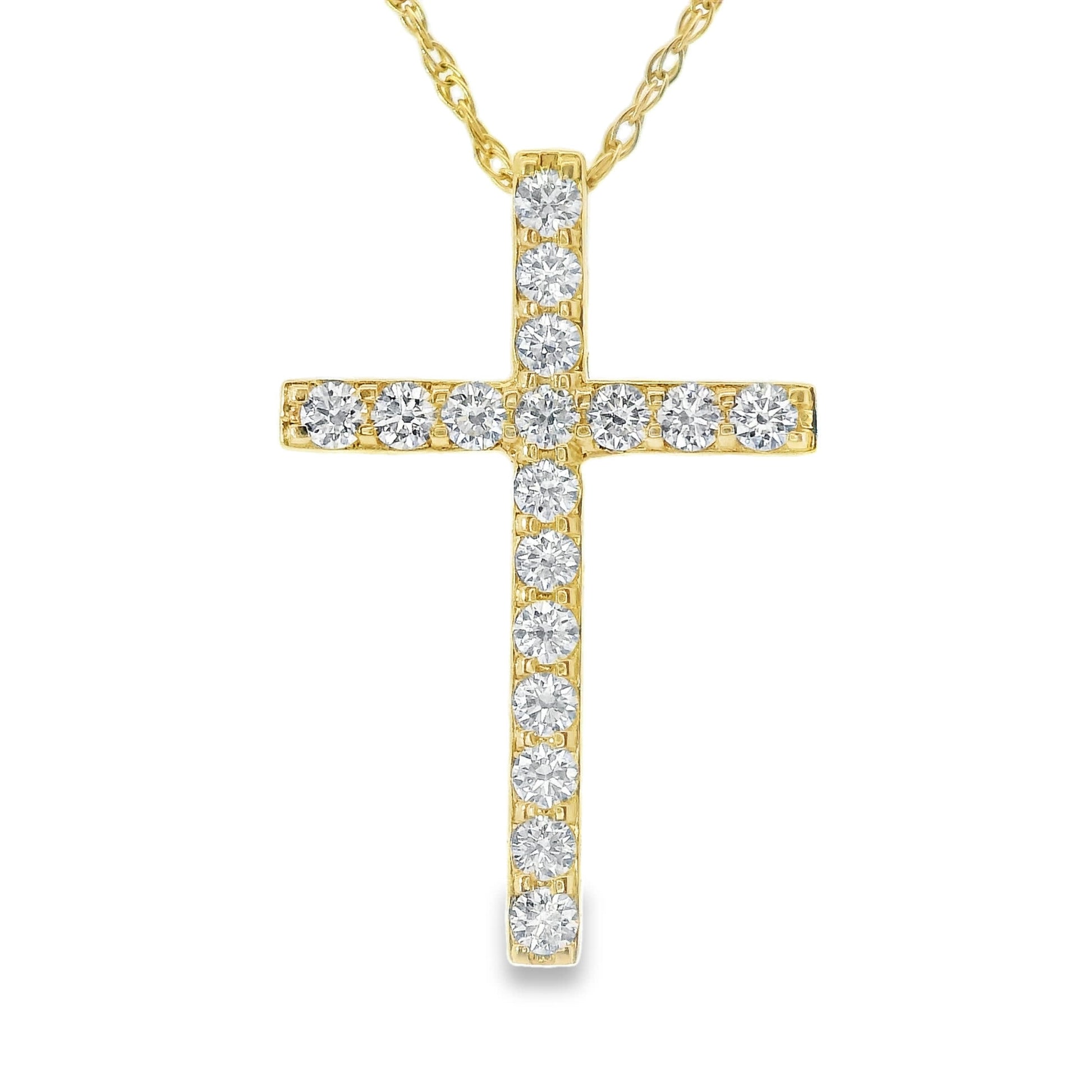 1/2 Carat Lab 14K Gold  Diamond Cross Pendant Necklace