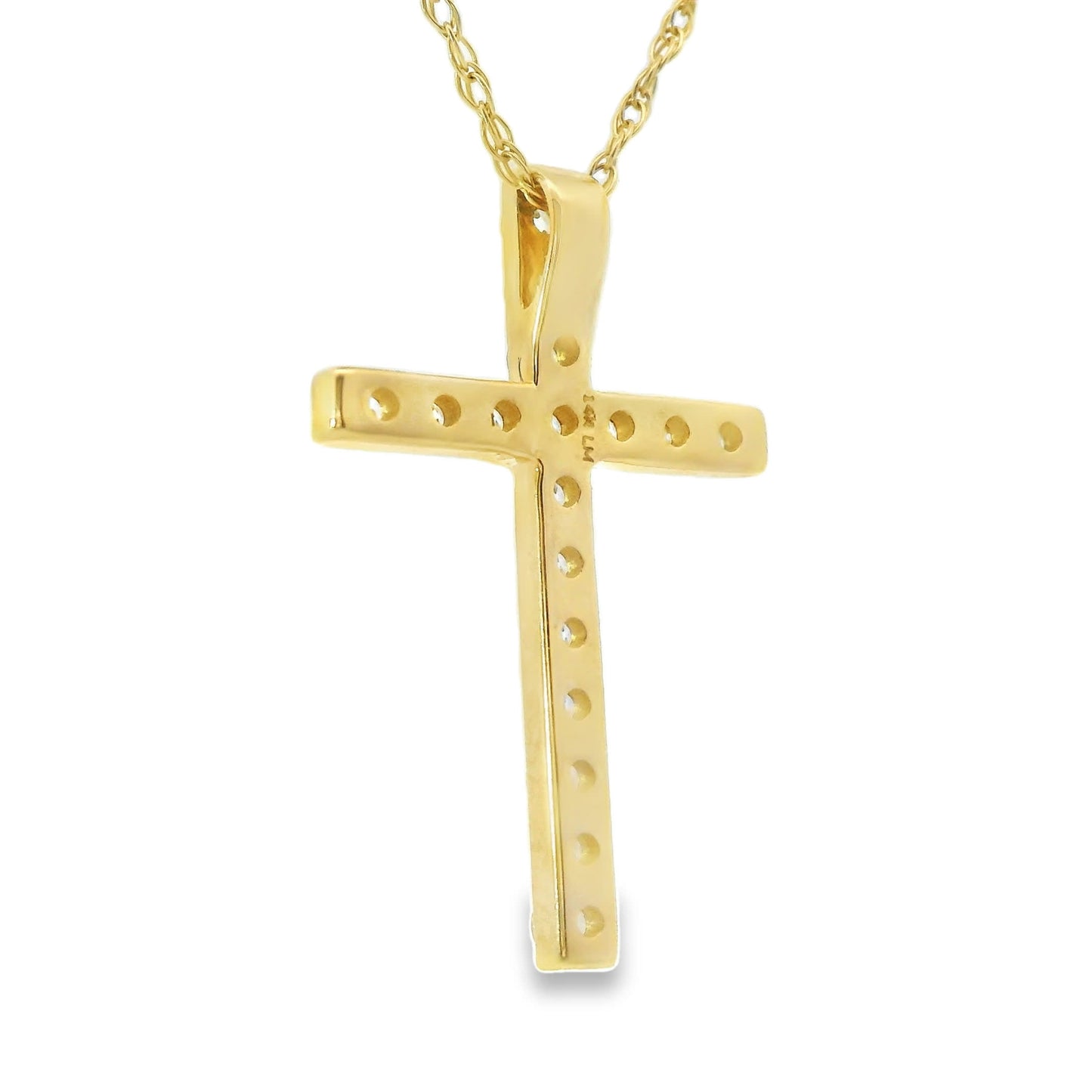 1/2 Carat Lab 14K Gold  Diamond Cross Pendant Necklace