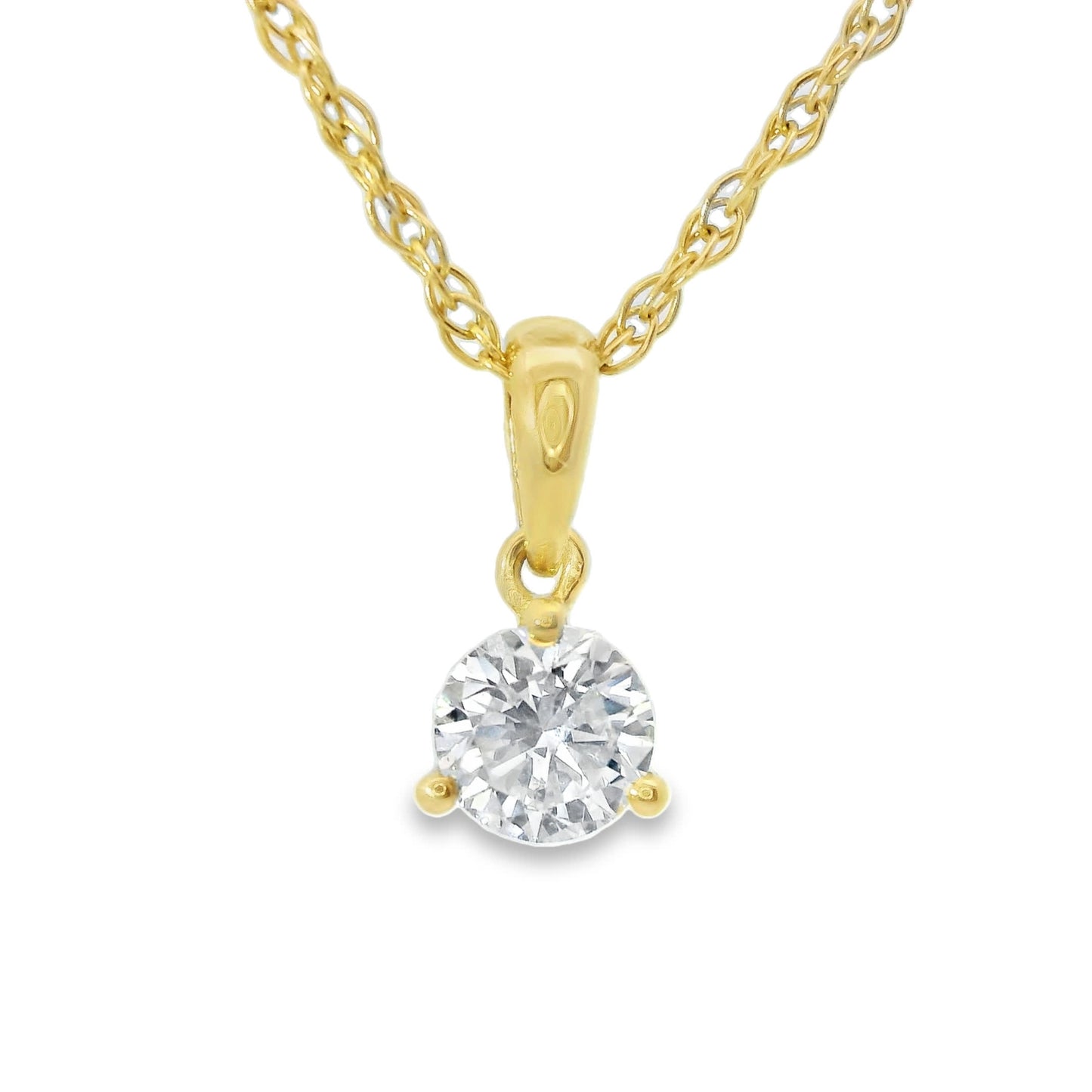 Lab Grown 14k Gold Round-Cut Diamond Pendant 0.25 Carat