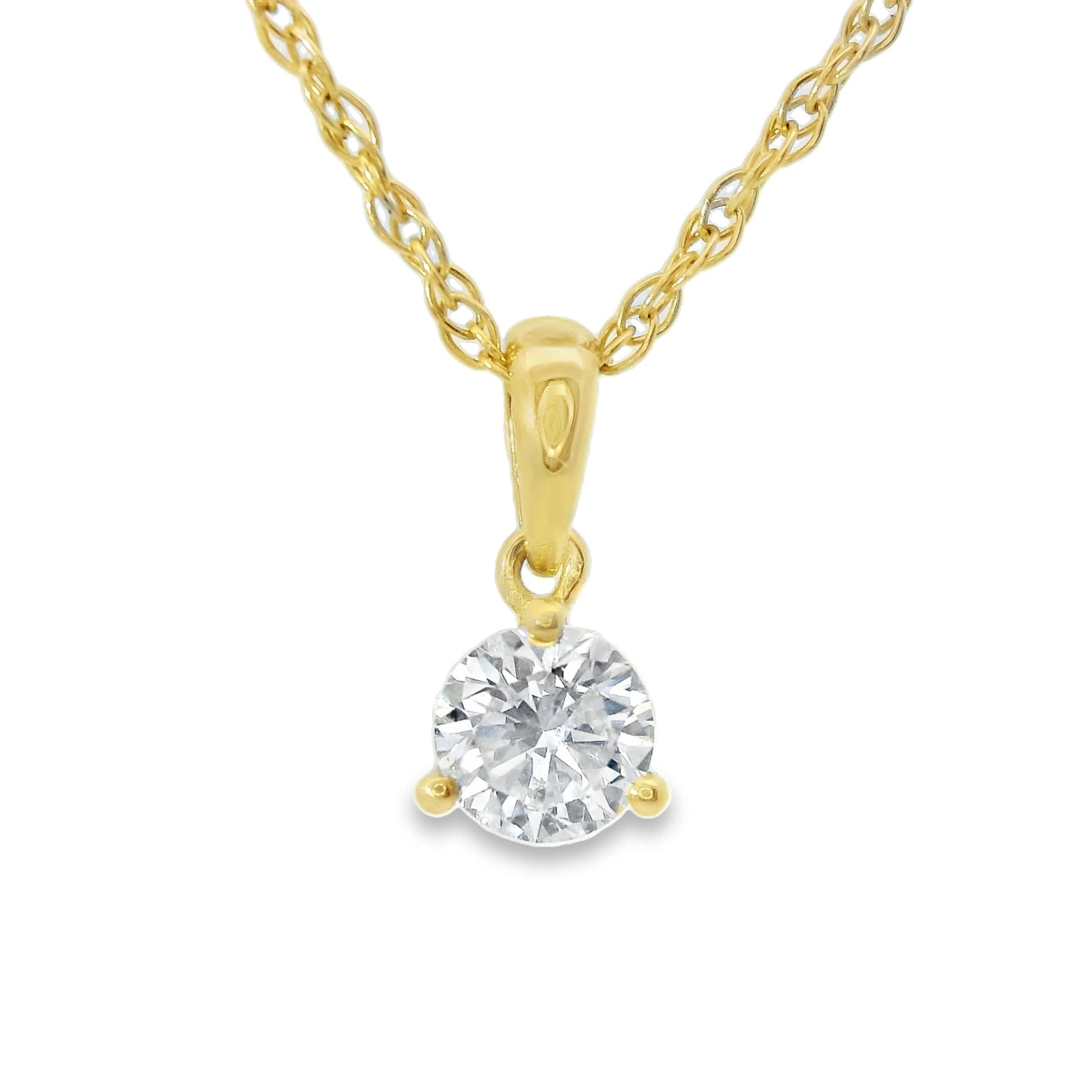 Lab Grown 14k Gold Round-Cut Diamond Pendant 0.25 Carat