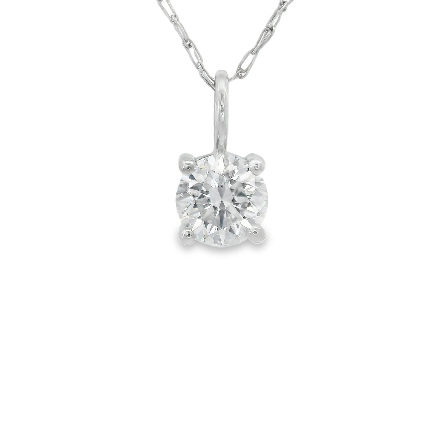 Lab Grown 14k Gold Round-Cut Diamond Pendant 0.33 Carat