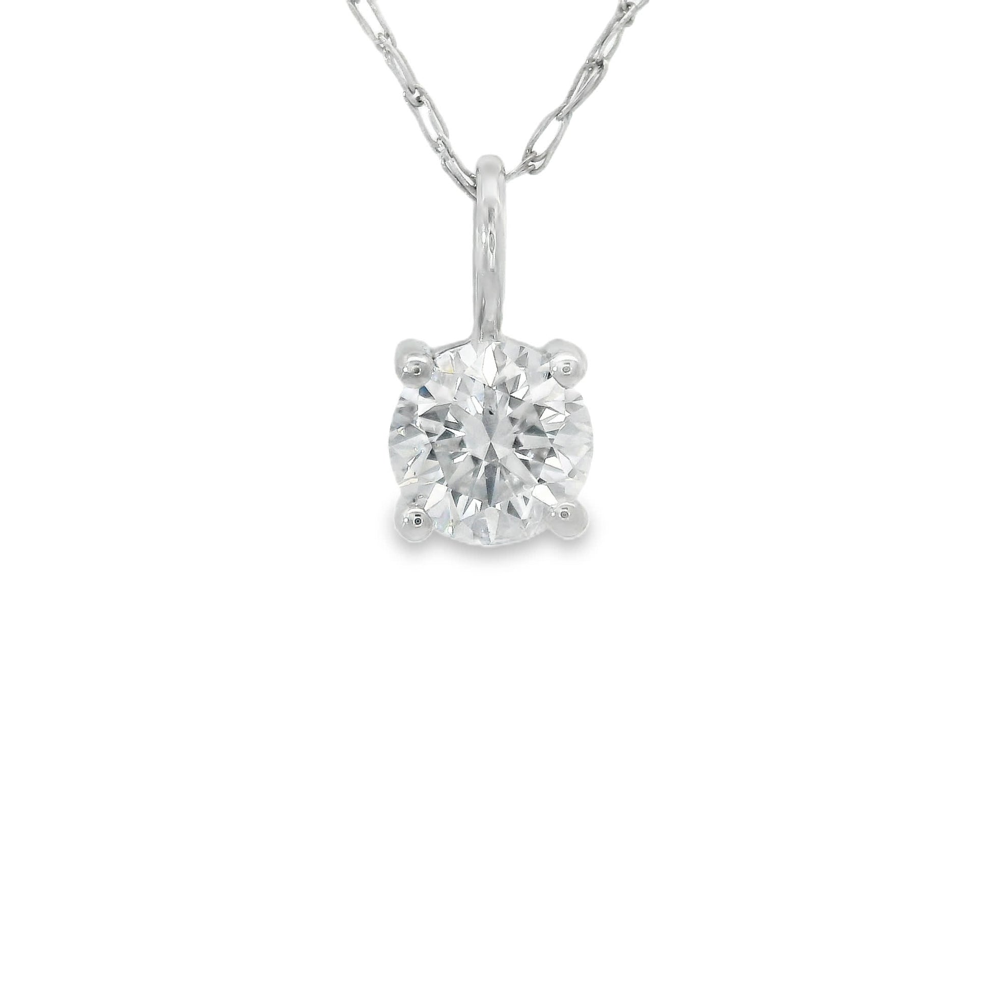 Lab Grown 14k Gold Round-Cut Diamond Pendant 0.33 Carat
