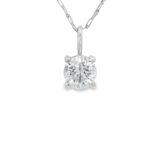 Lab Grown 14k Gold Round-Cut Diamond Pendant 0.33 Carat