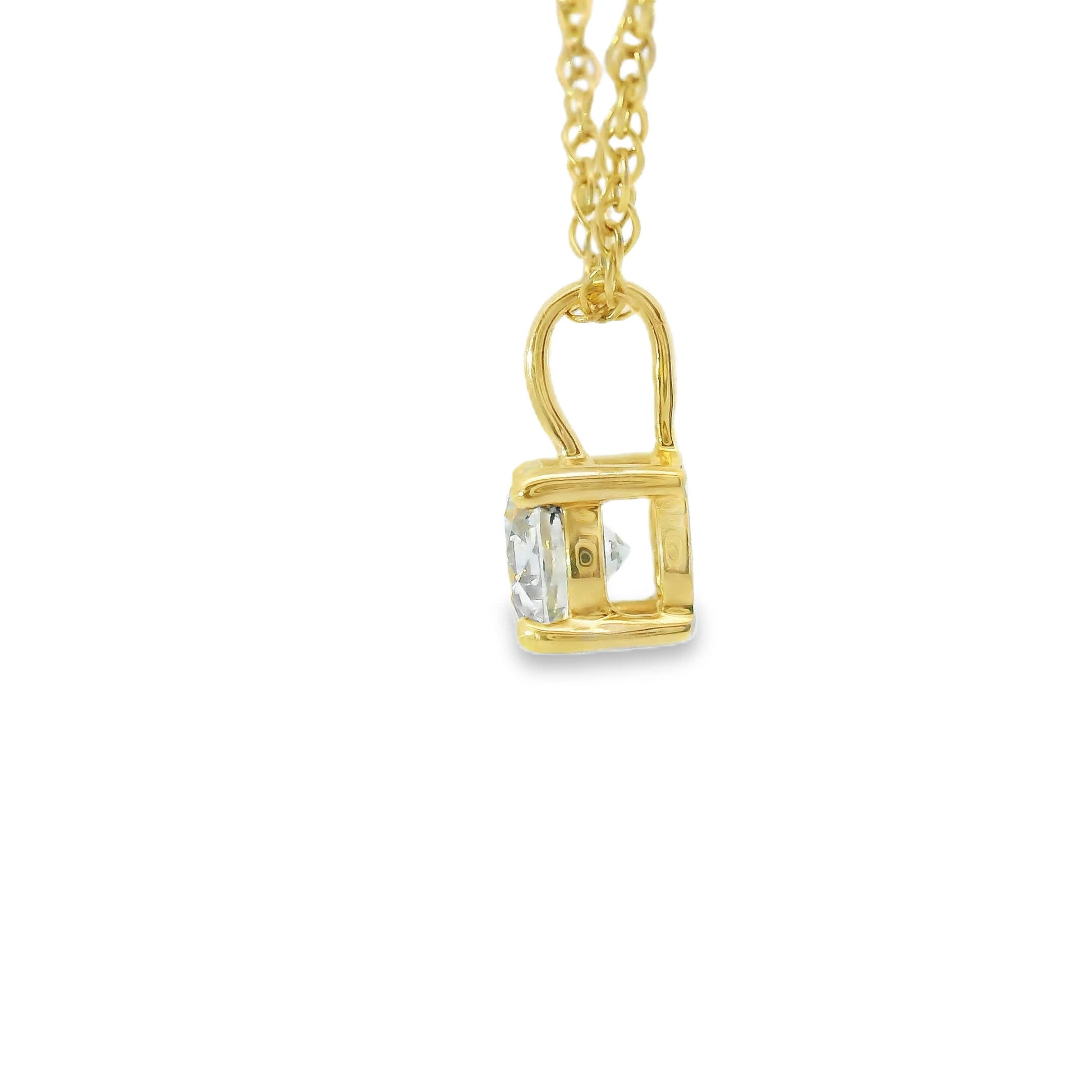 Lab Grown 14k Gold Round-Cut Diamond Pendant 0.33 Carat