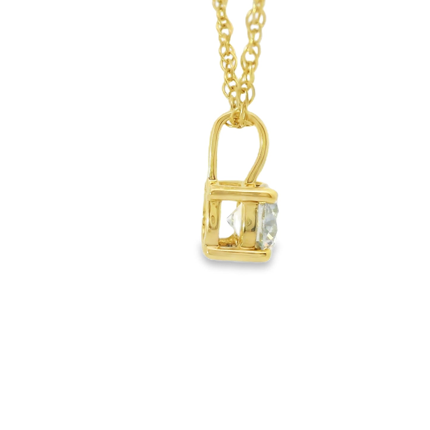 Lab Grown 14k Gold Round-Cut Diamond Pendant 0.33 Carat