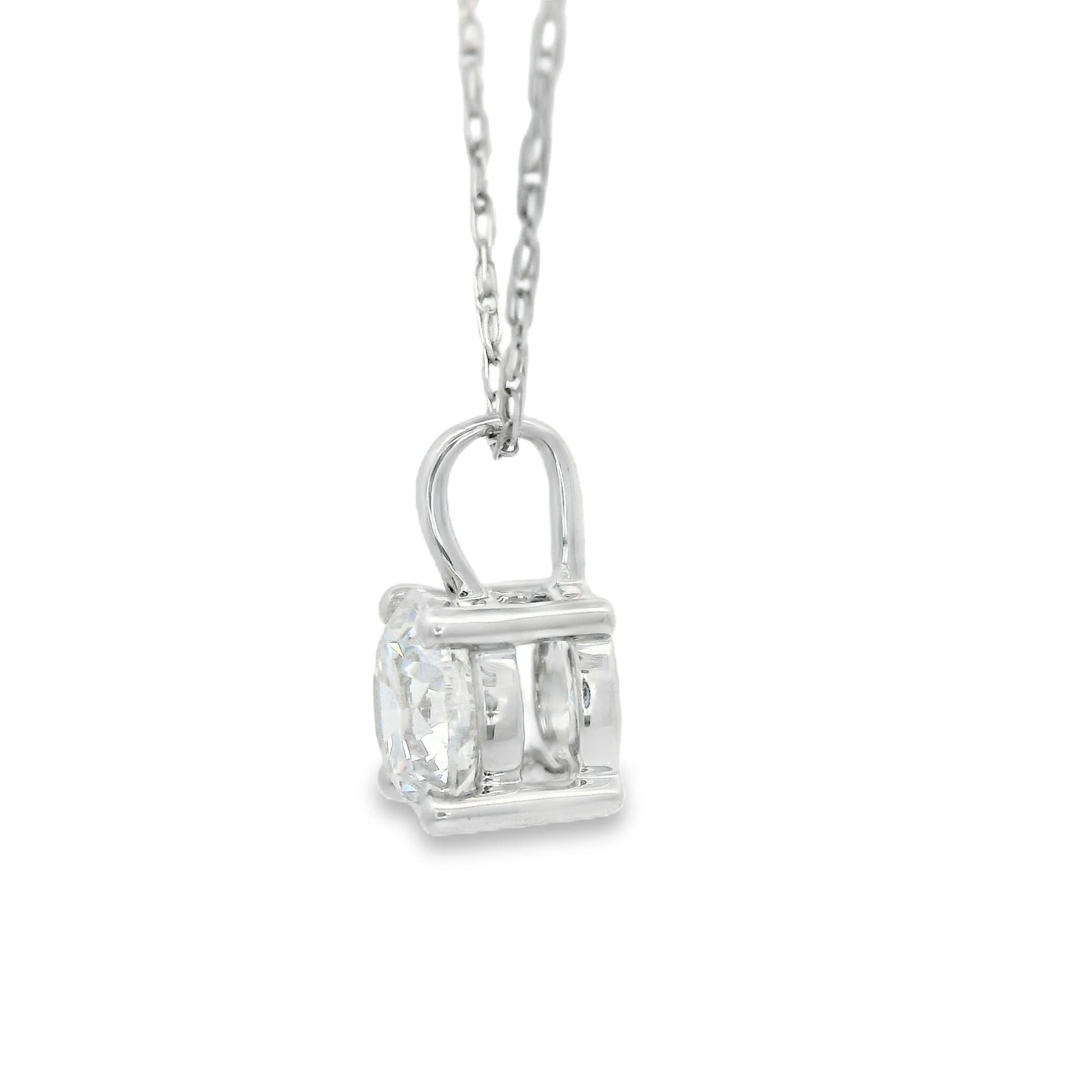 Lab Grown 14k Gold Round-Cut Diamond Pendant 0.50 Carat