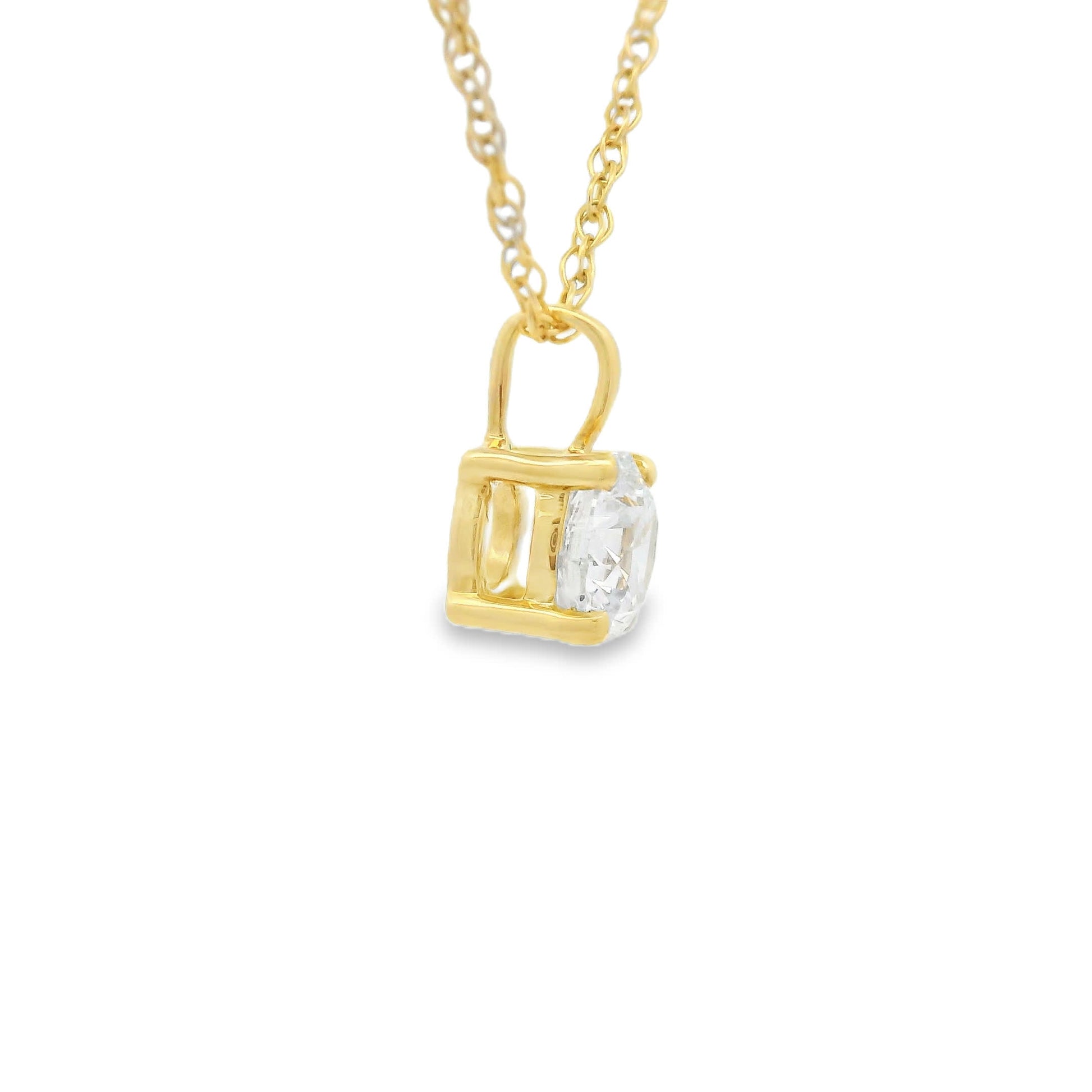 Lab Grown 14k Gold Round-Cut Diamond Pendant 0.50 Carat