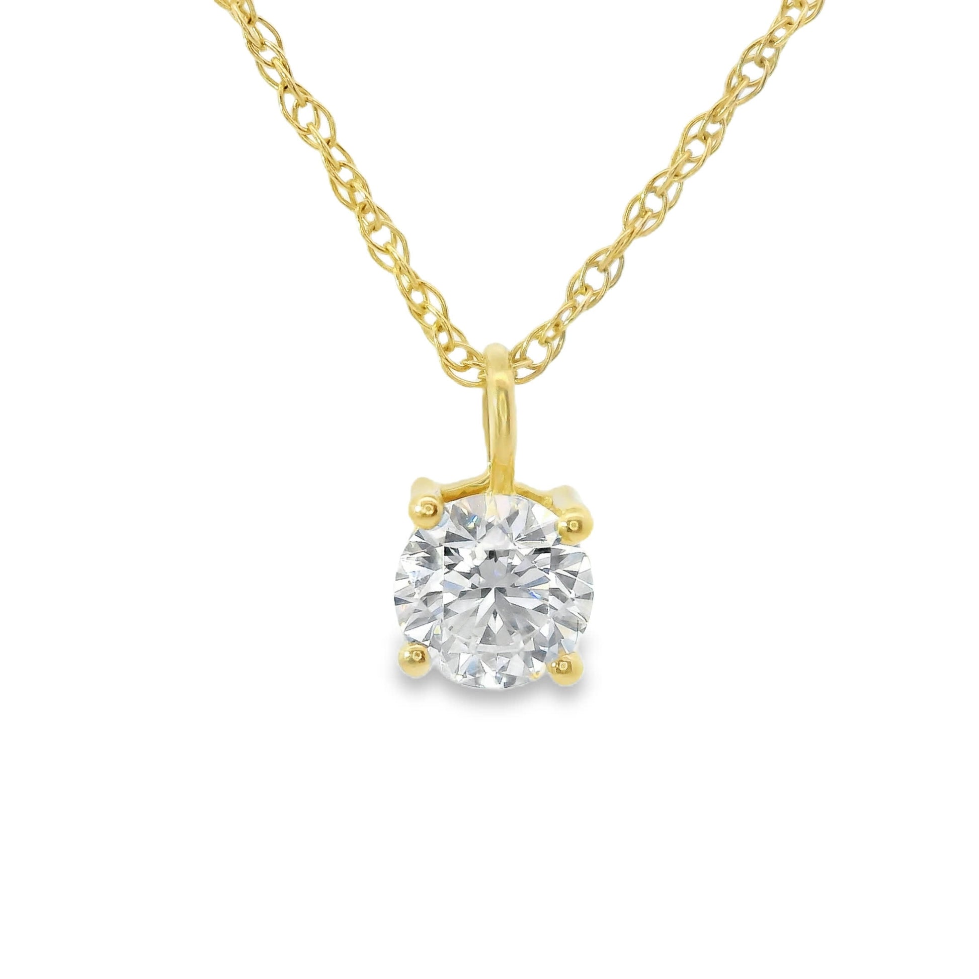 Lab Grown 14k Gold Round-Cut Diamond Pendant 0.50 Carat