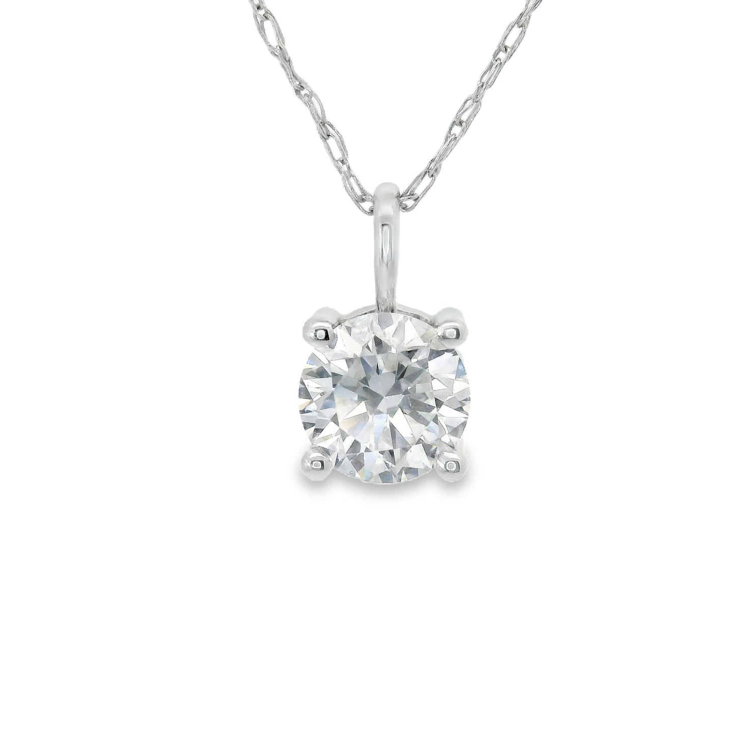 Lab Grown 14k Gold Round-Cut Diamond Pendant 0.50 Carat
