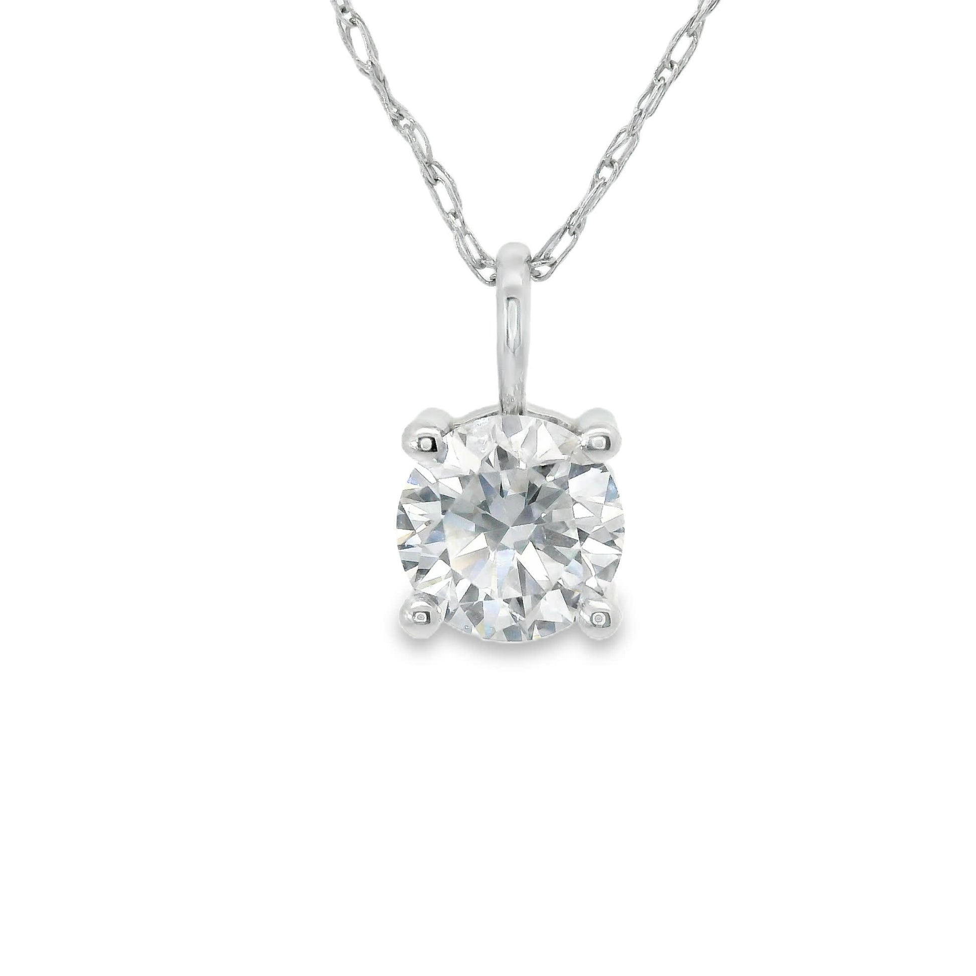 Lab Grown 14k Gold Round-Cut Diamond Pendant 0.50 Carat