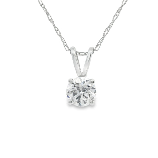 0.33Ctw 14K Elegant Brilliant Round-Cut Diamond Pendant Necklace