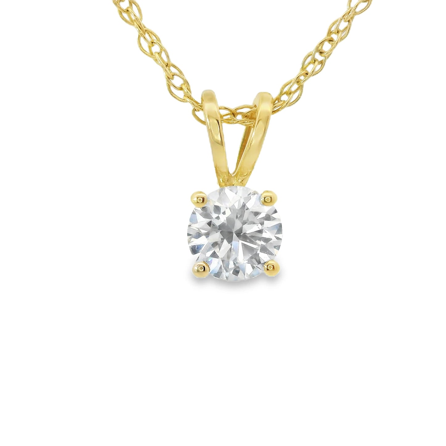 0.33Ctw 14K Elegant Brilliant Round-Cut Diamond Pendant Necklace