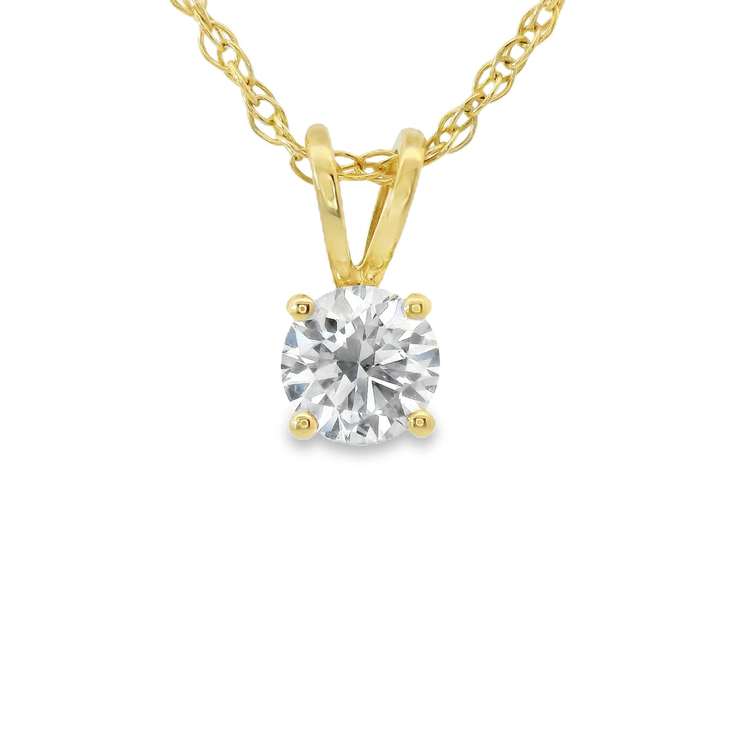 0.33Ctw 14K Elegant Brilliant Round-Cut Diamond Pendant Necklace