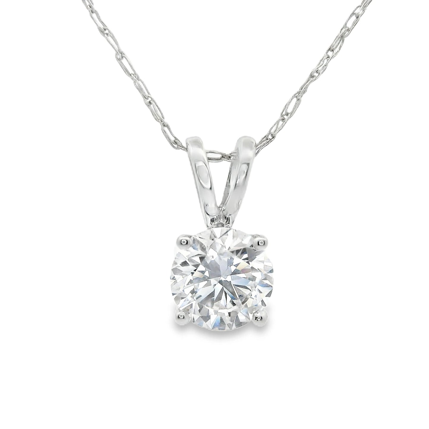 0.50Ctw 14K Elegant Brilliant Round-Cut Diamond Pendant Necklace