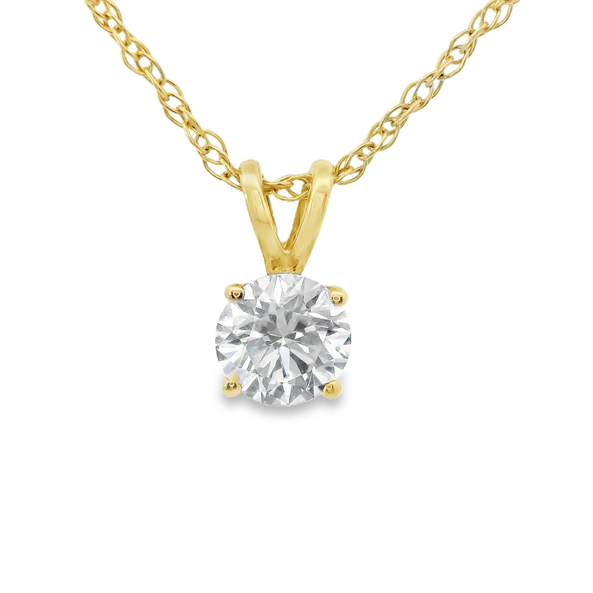 0.50Ctw 14K Elegant Brilliant Round-Cut Diamond Pendant Necklace