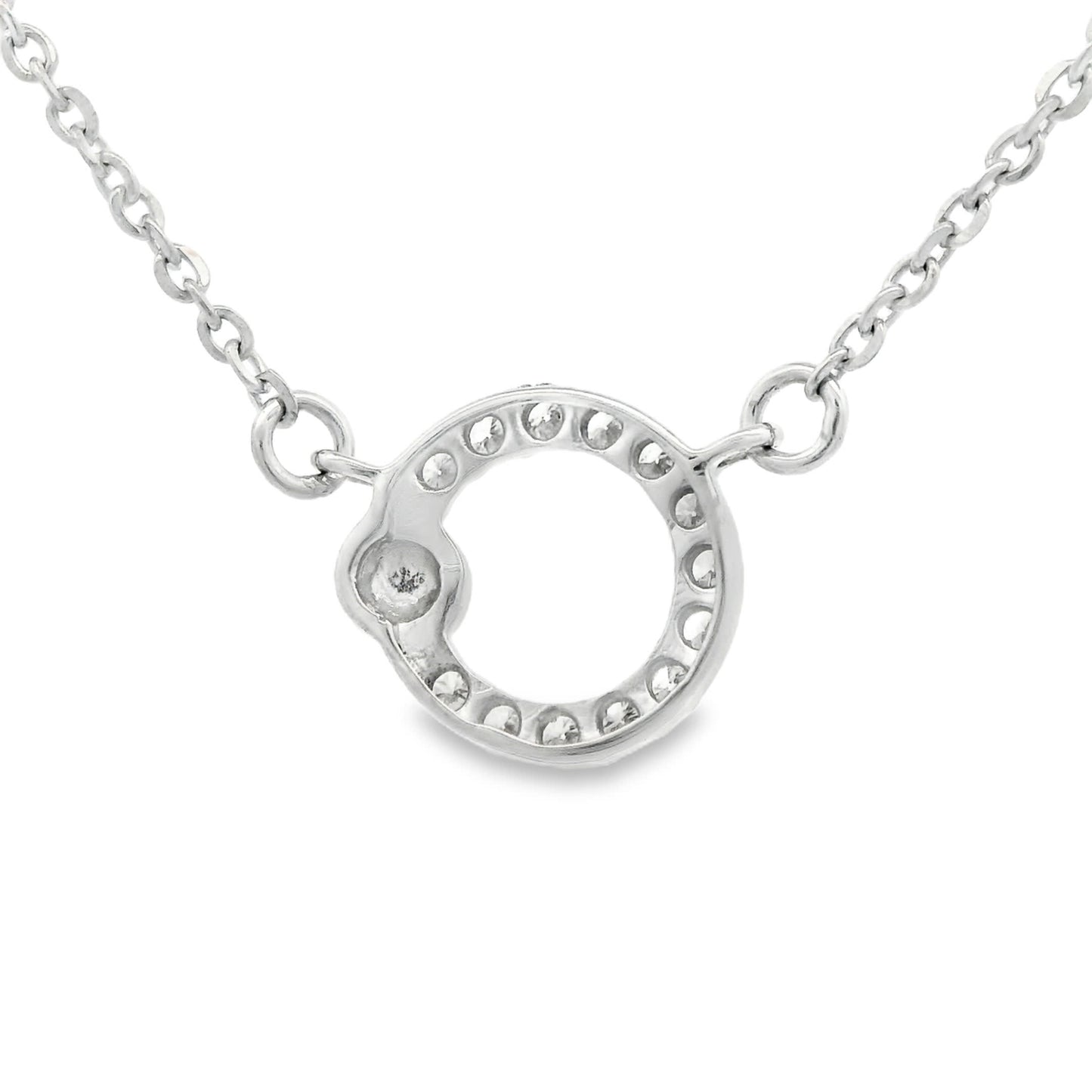 14K White Gold Circle Round Pendant