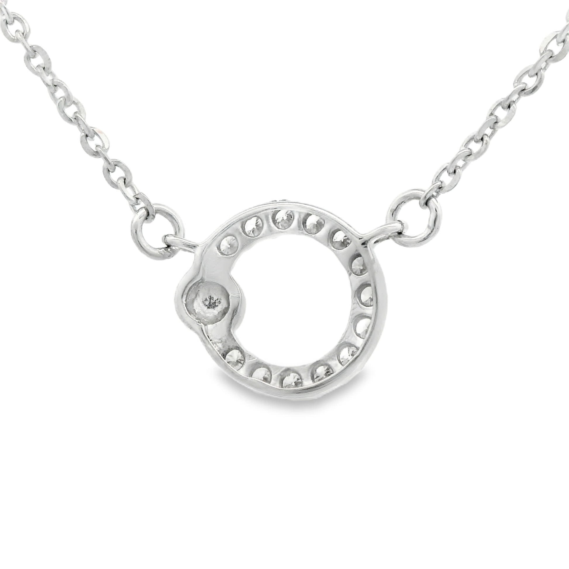 14K White Gold Circle Round Pendant