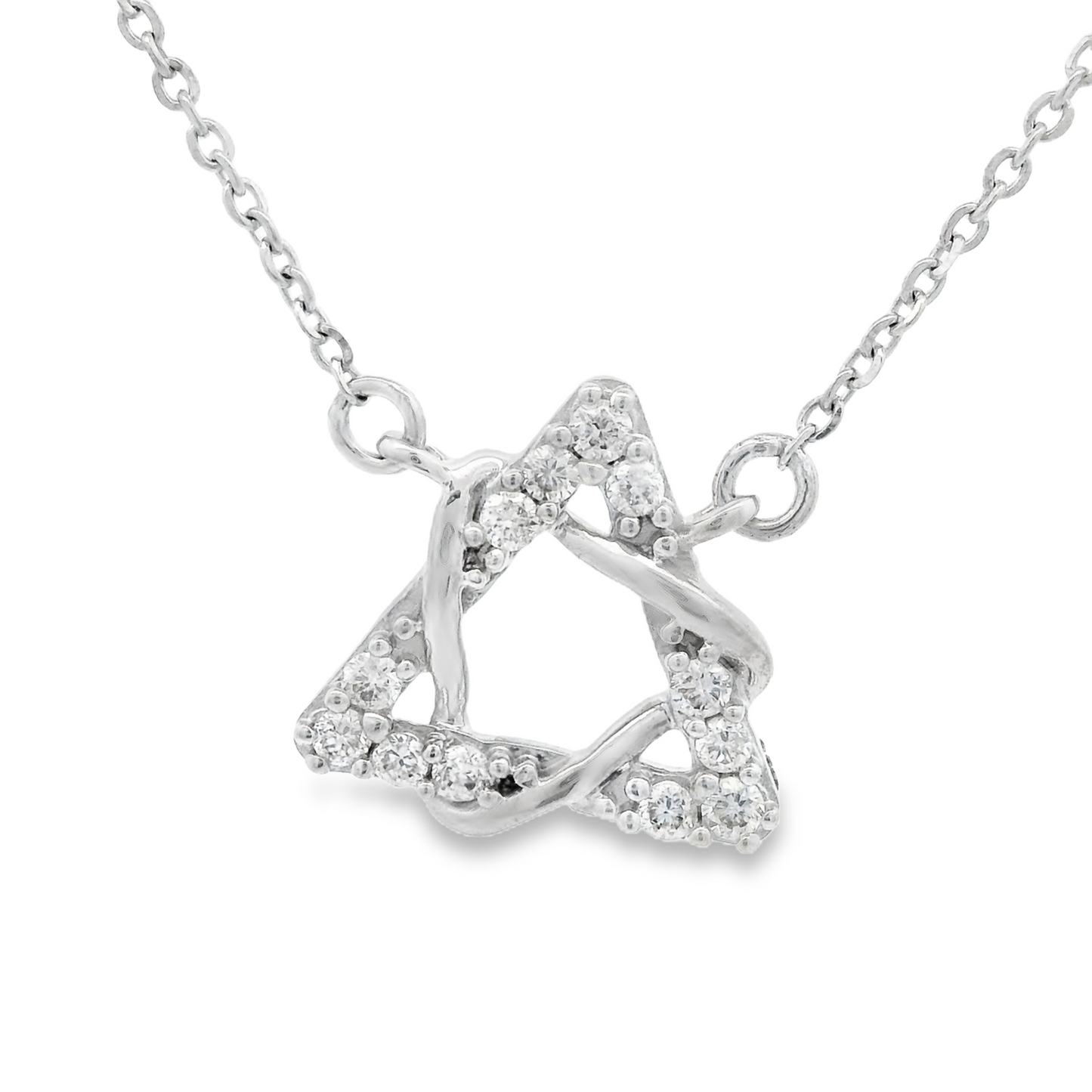 0.12ct Twisted Diamond Pendant in 14K White Gold