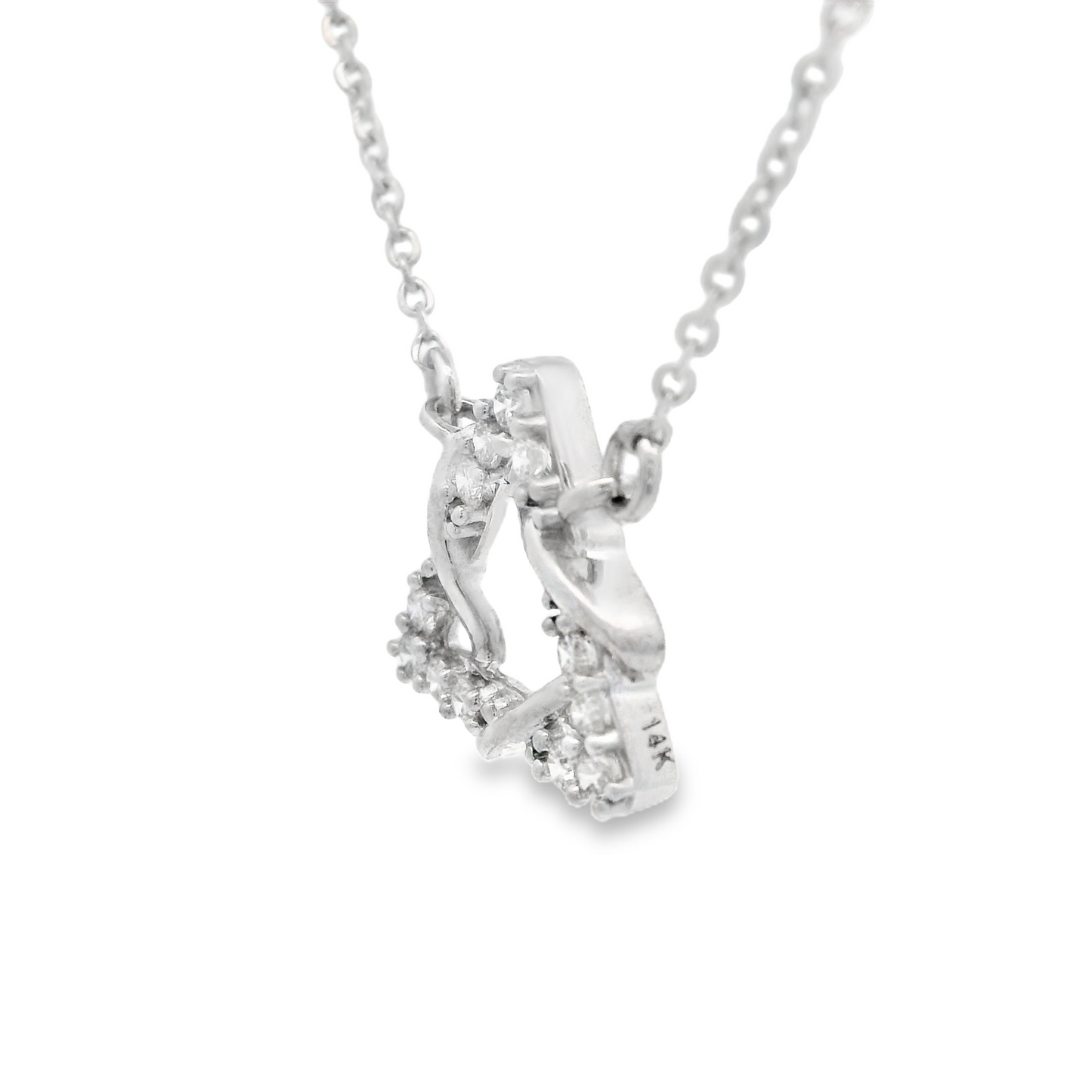 0.12ct Twisted Diamond Pendant in 14K White Gold