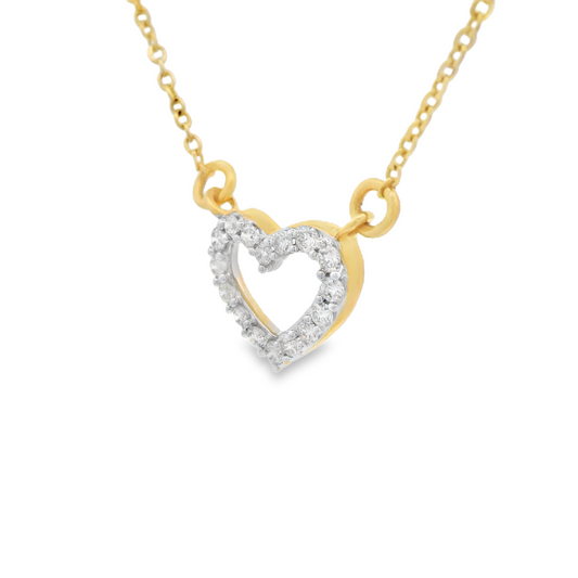 0.11ct Heart-Cut Diamond Pendant in 14K Yellow Gold
