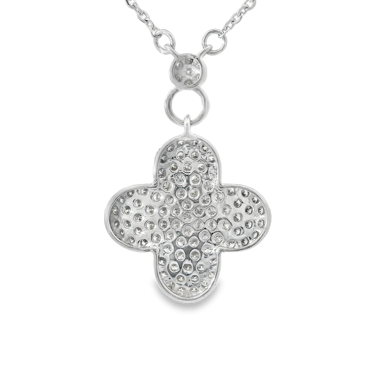 0.55ct Cluster Diamond Clover Pendant in 14K White Gold