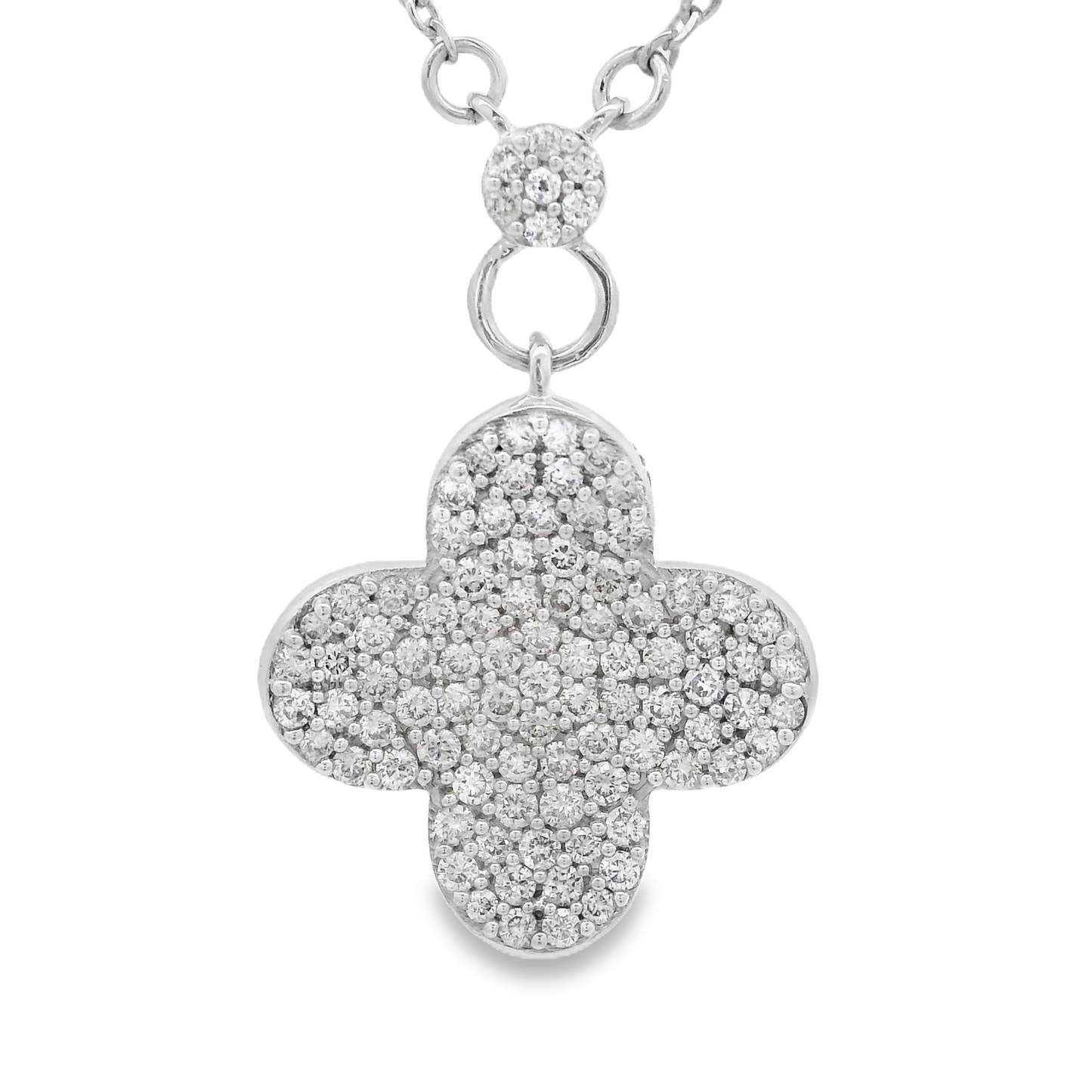 0.55ct Cluster Diamond Clover Pendant in 14K White Gold