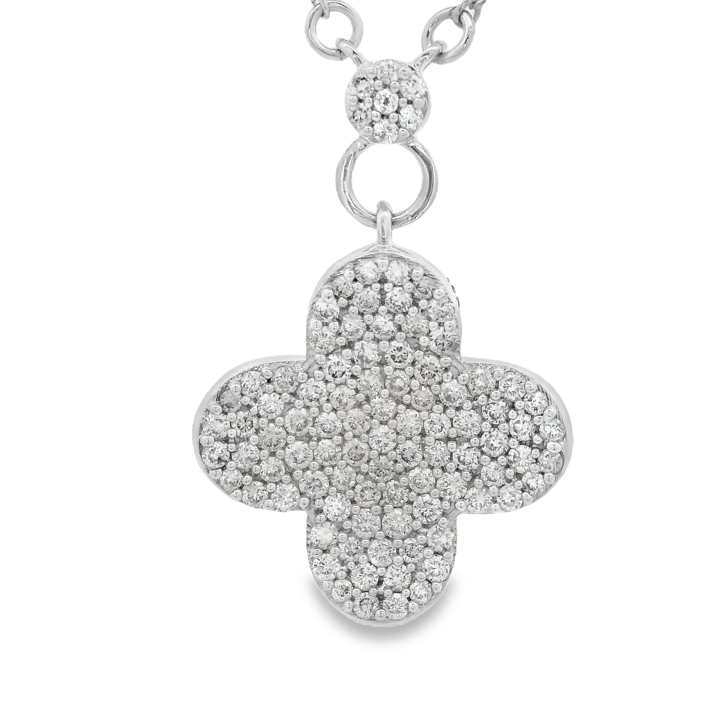 0.55ct Cluster Diamond Clover Pendant in 14K White Gold