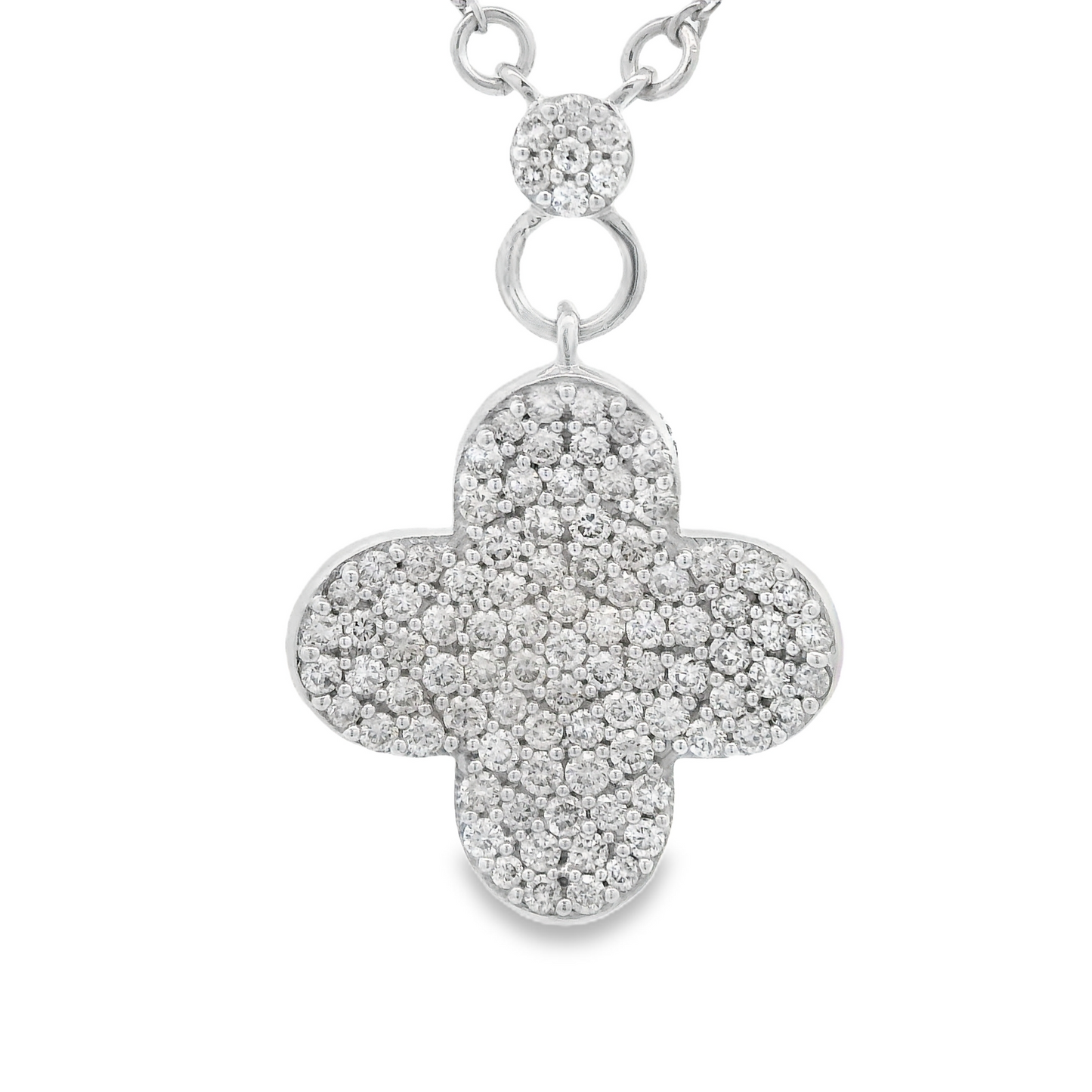 0.55ct Cluster Diamond Clover Pendant in 14K White Gold