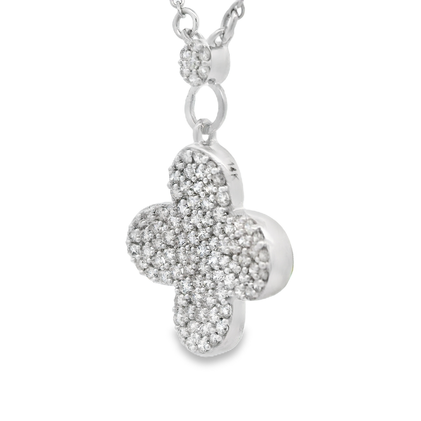0.55ct Cluster Diamond Clover Pendant in 14K White Gold
