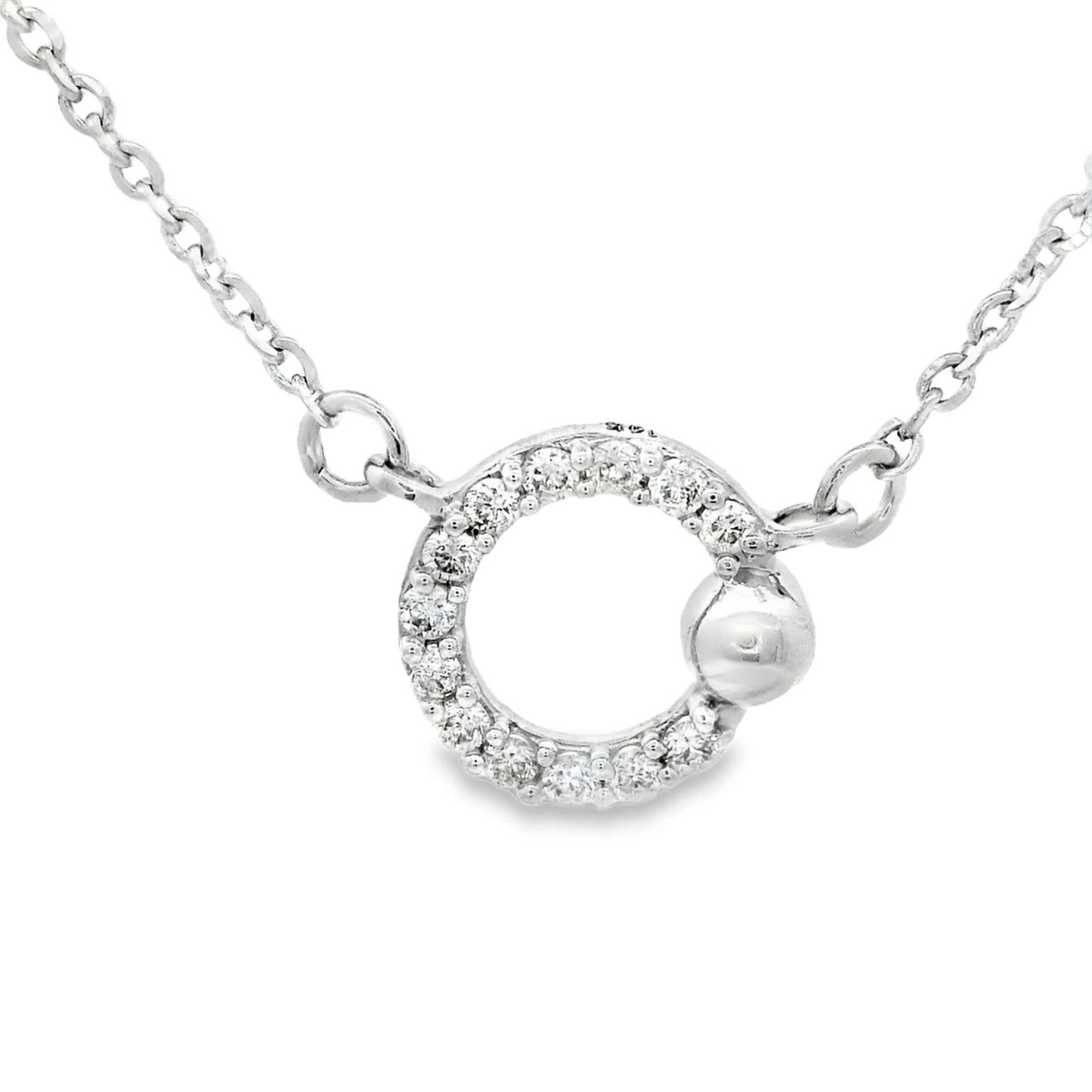 14K White Gold Circle Round Pendant