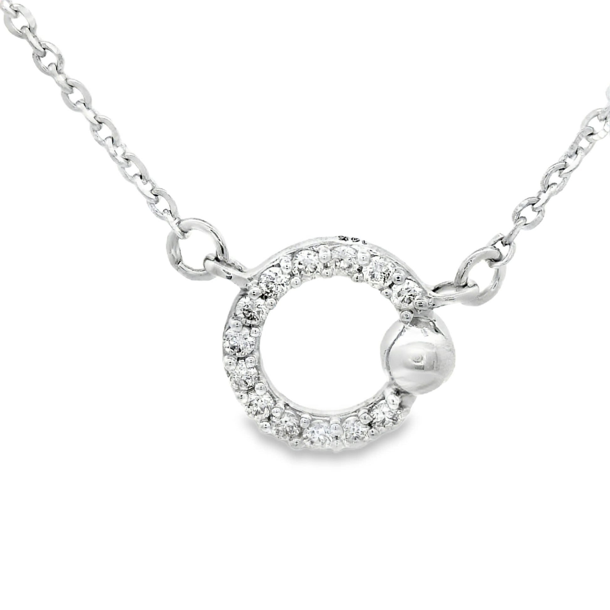 14K White Gold Circle Round Pendant